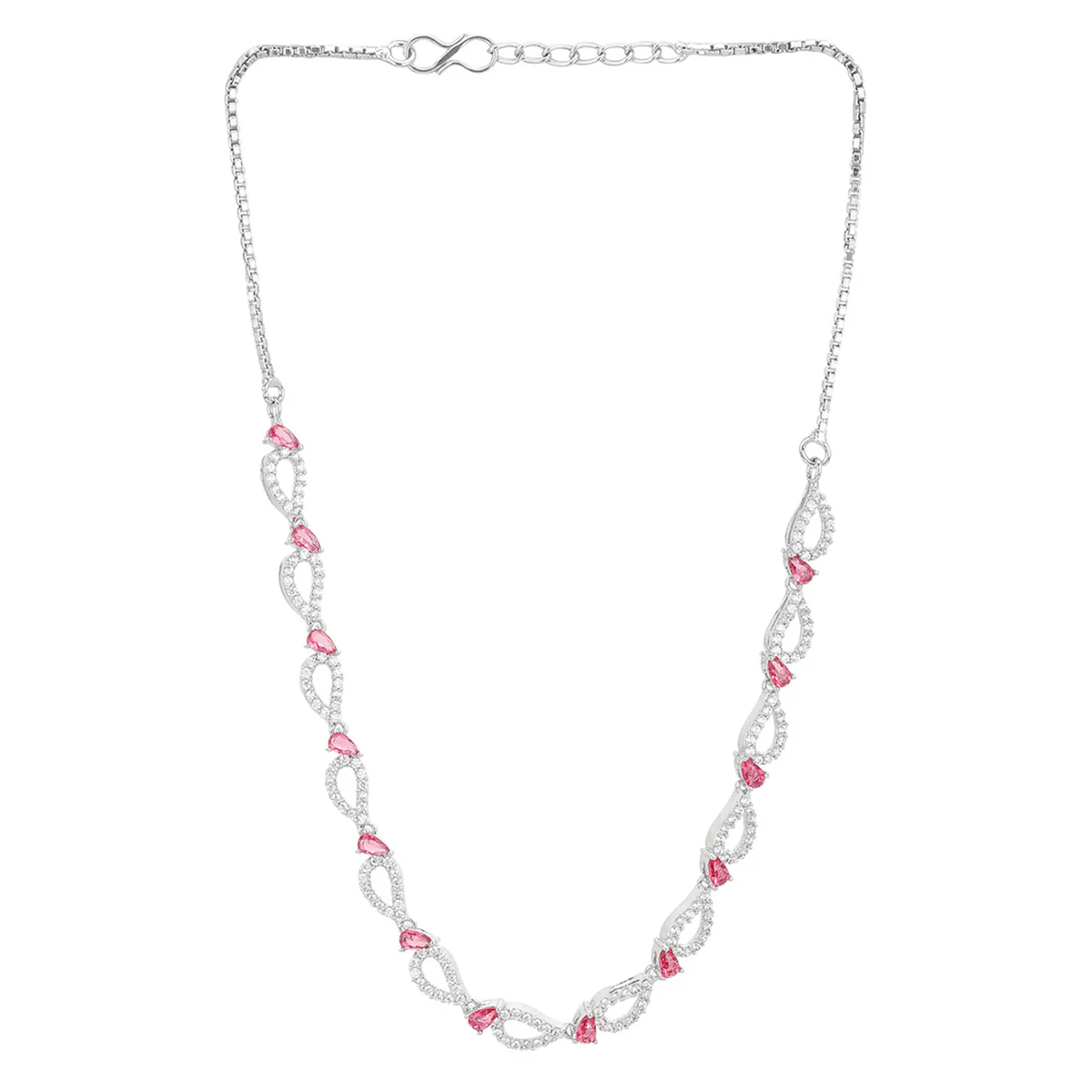 Sparkling Elegance Pear Cut Pink CZ Jewellery Set - Image 4
