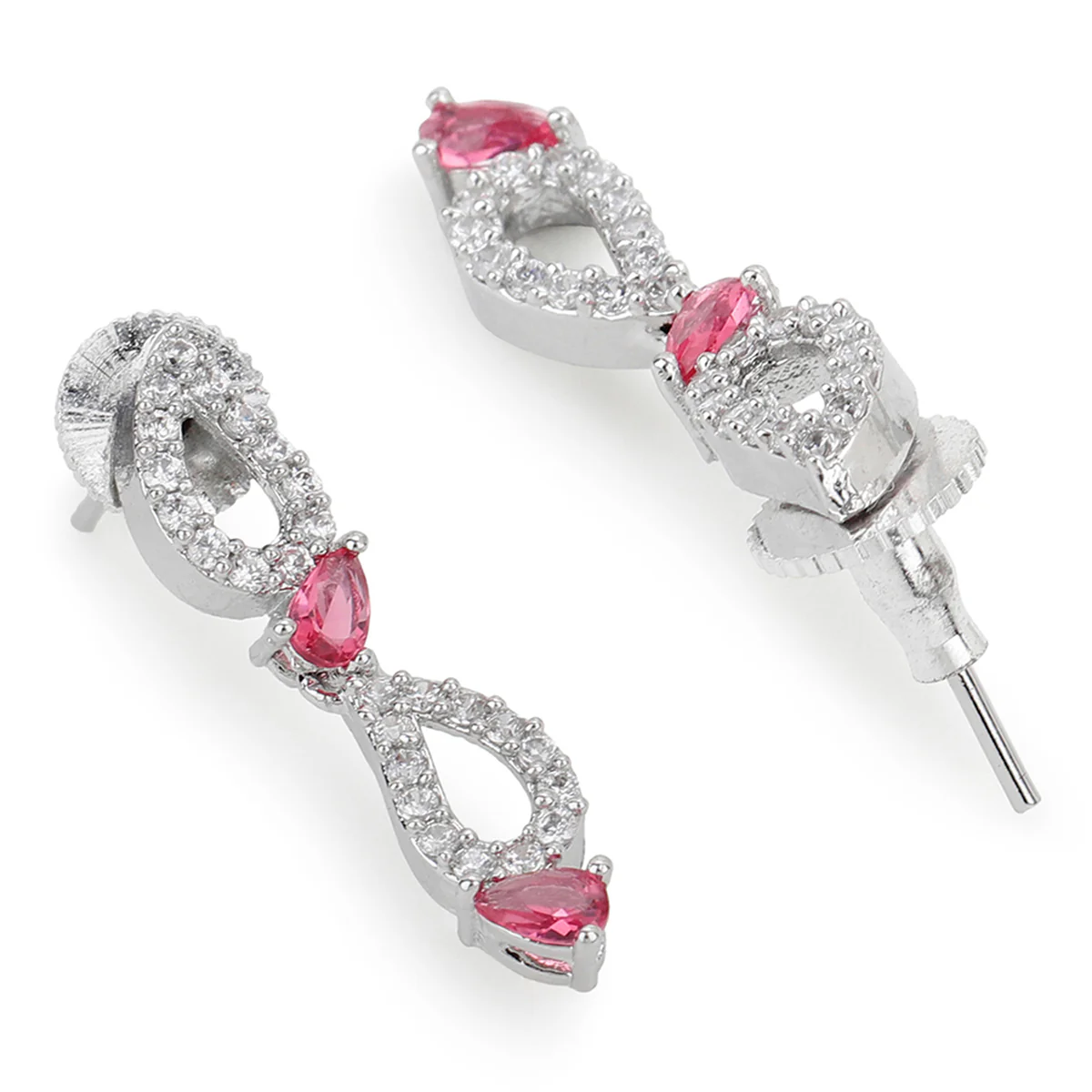Sparkling Elegance Pear Cut Pink CZ Jewellery Set - Image 5