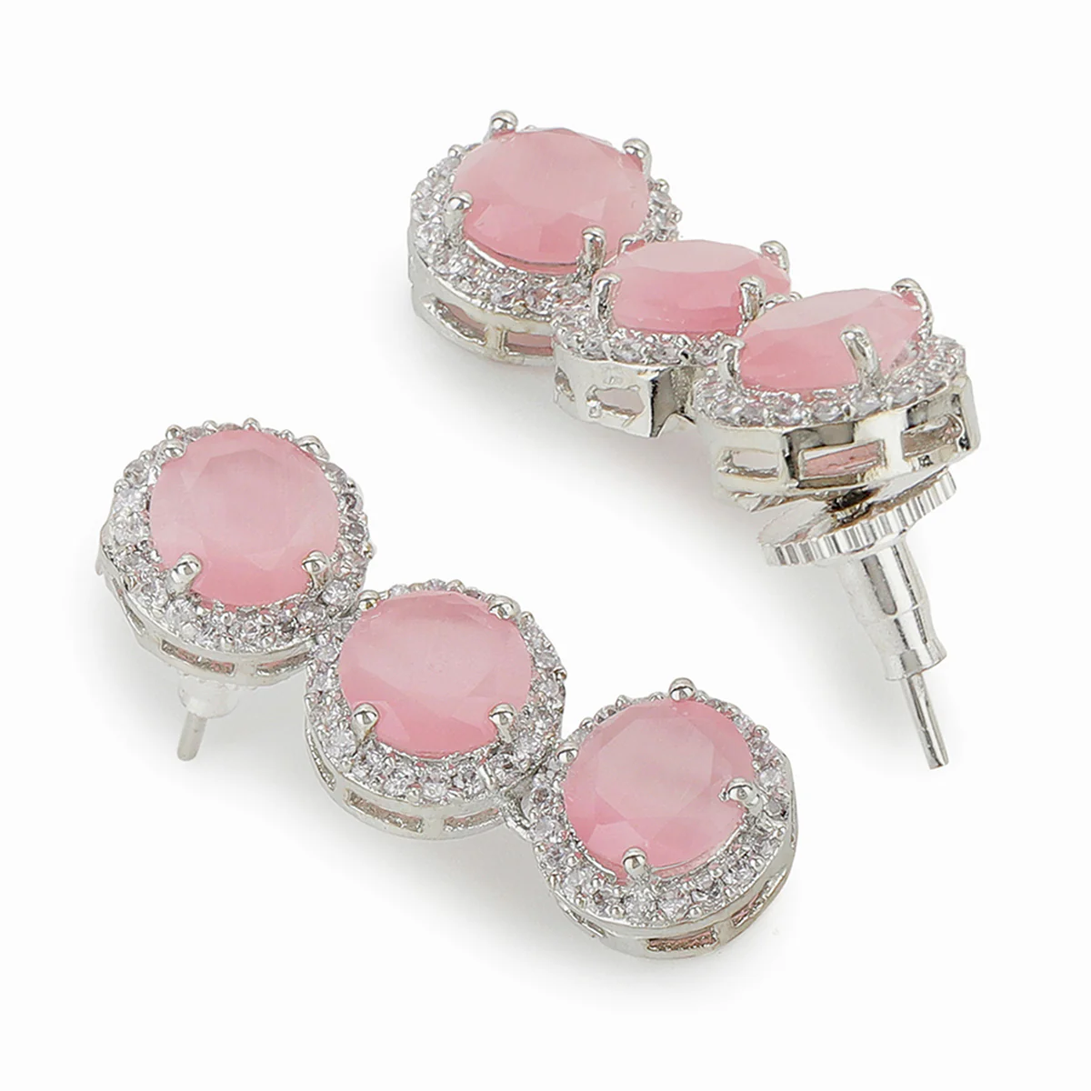 Sparkling Elegance Round Cut Pink Zircons Jewellery Set - Image 5