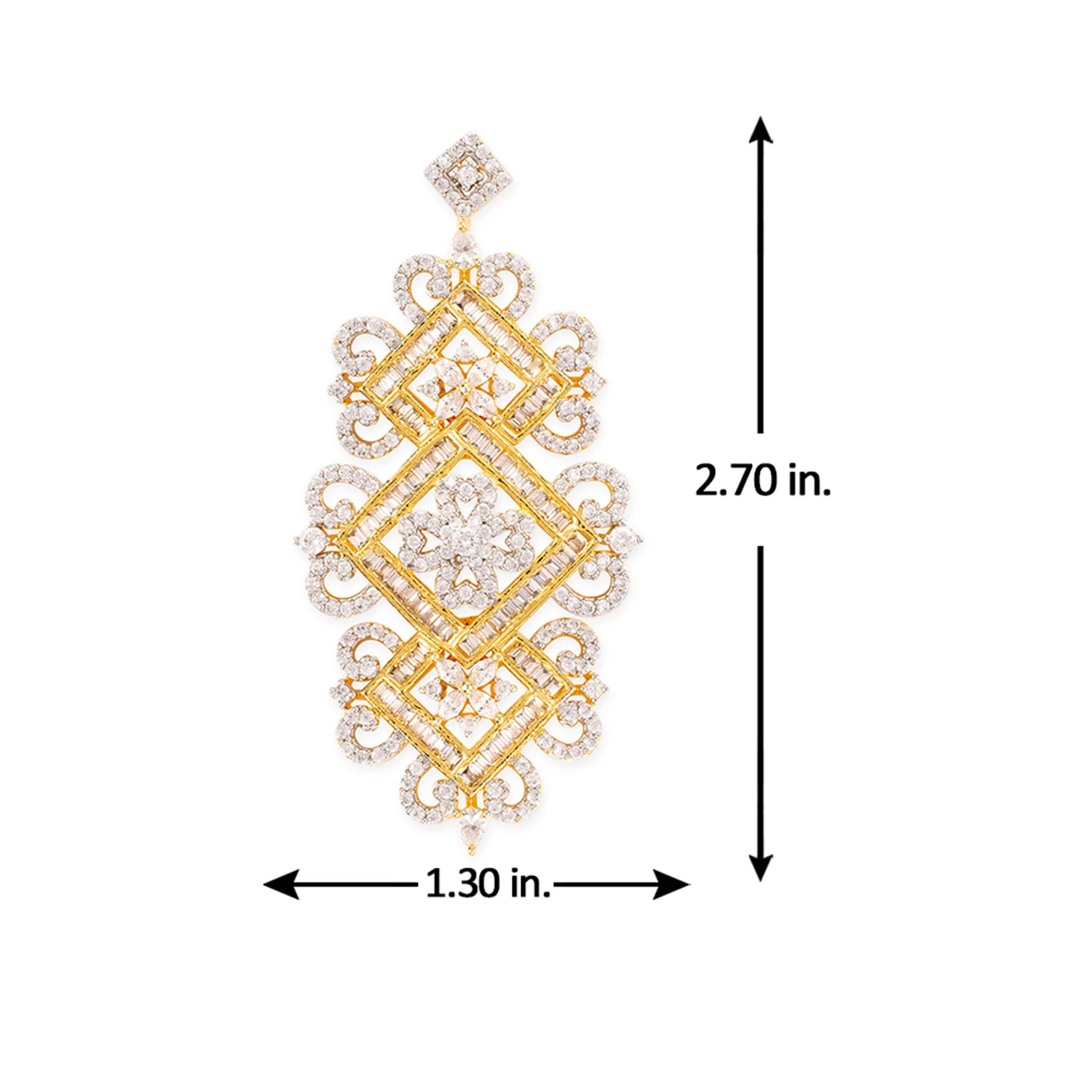 American Diamond CZ Traditional Gold Plated Brass Earrings - Image 5