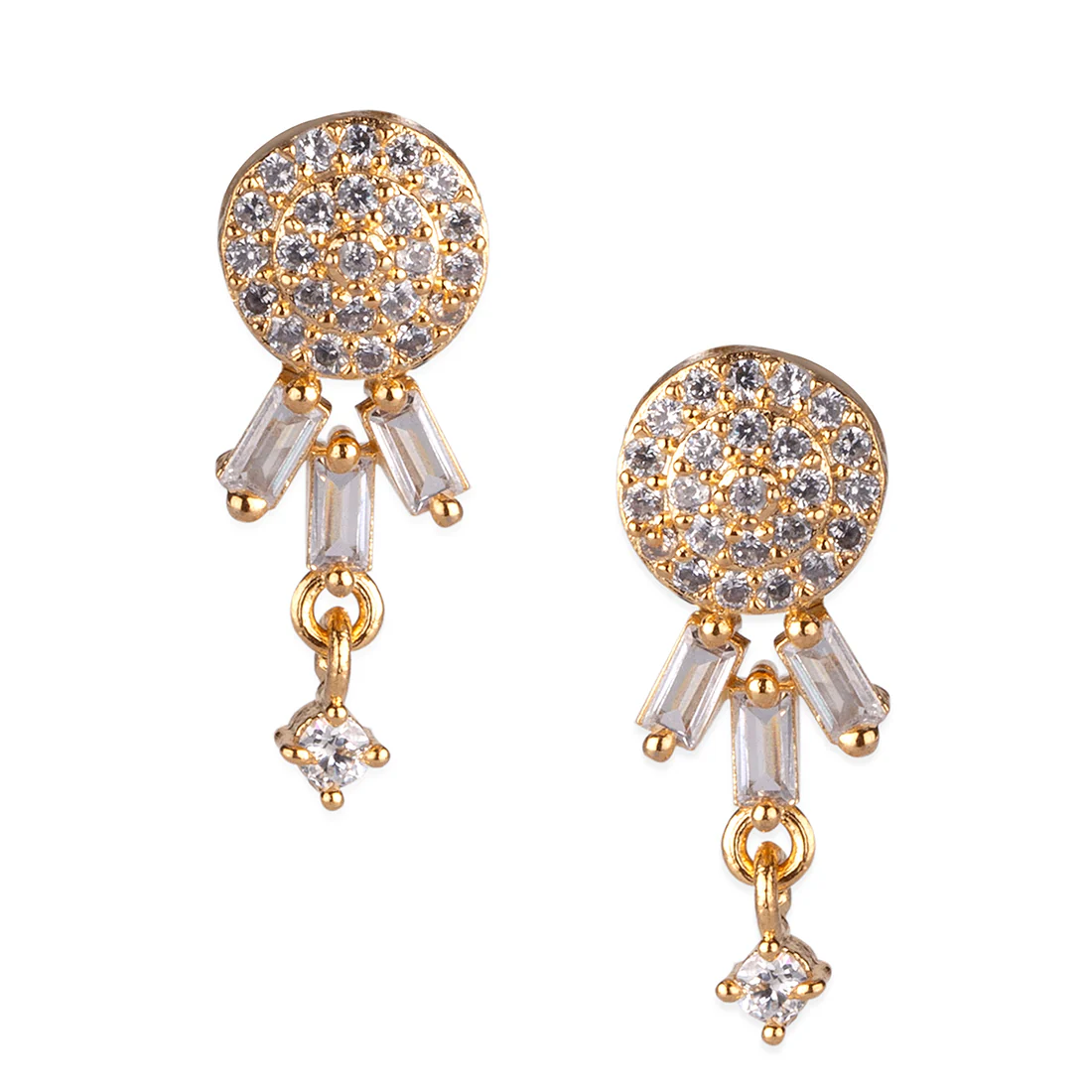 American Diamond CZ Traditional Golden Brass Black Beaded Mangalsutra with Earrings - Image 5