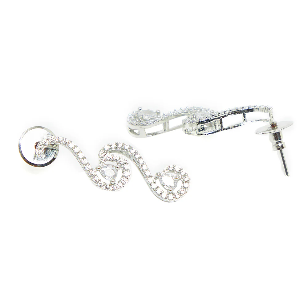 CZ Studded White Rhodium Plated Necklace Sets - Image 5