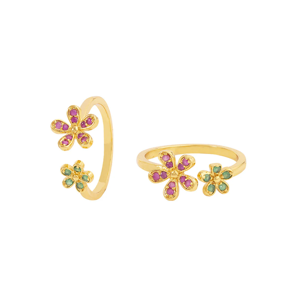American Diamond Floral Motifs Toe Rings - Image 3