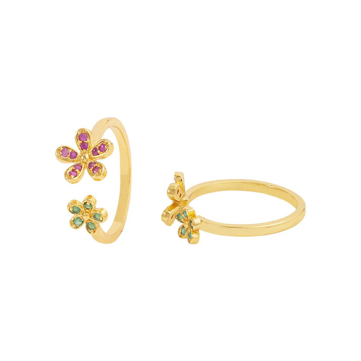 American Diamond Floral Motifs Toe Rings - Image 4