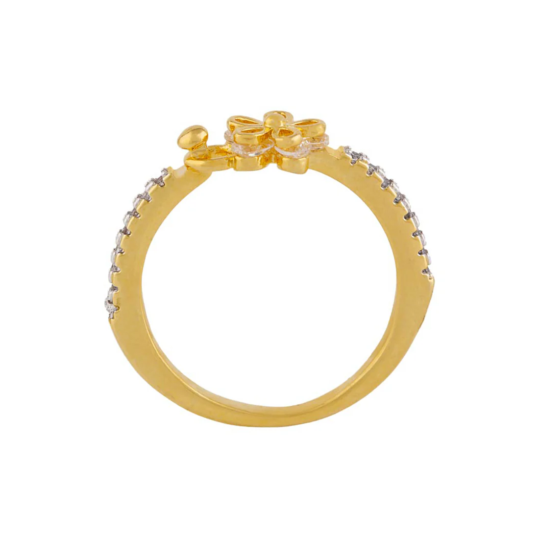 American Diamond Flower Motif Brass Ring - Image 4