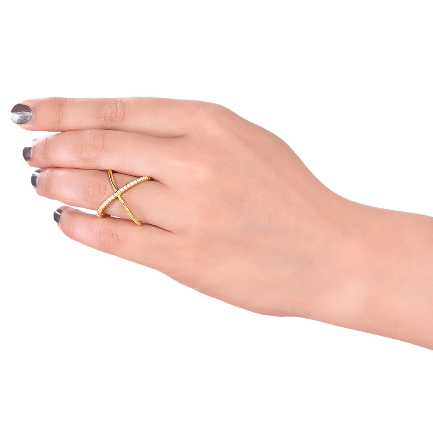 American Diamond Gems Adorned Designer Inspired Ring - Image 2