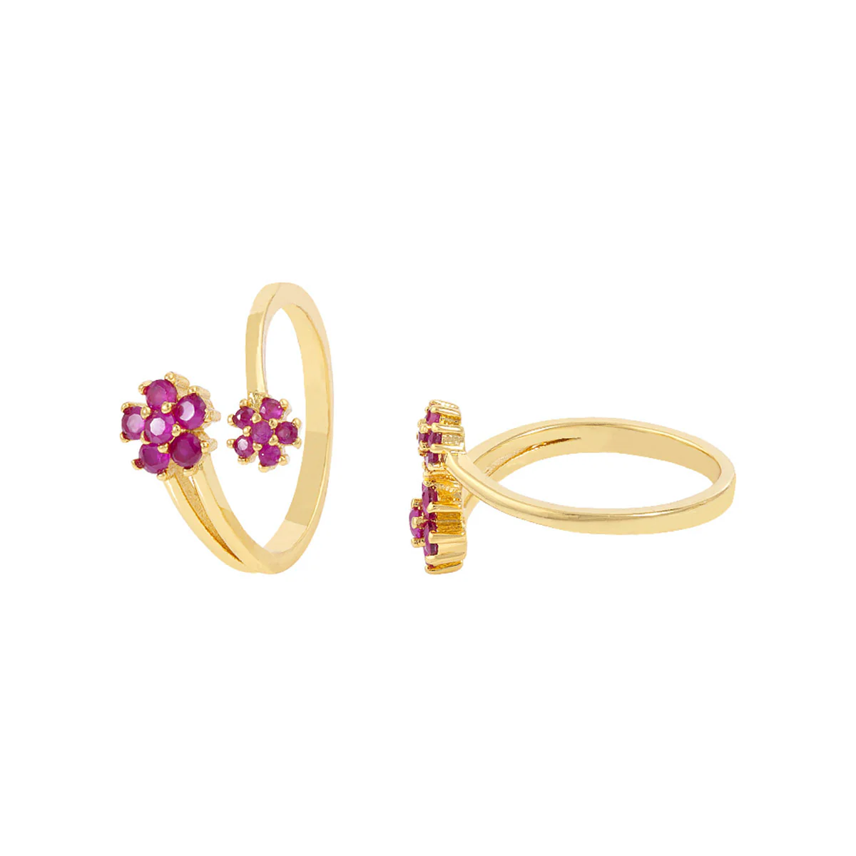 American Diamond Gems Adorned Floral Toe Rings - Image 4