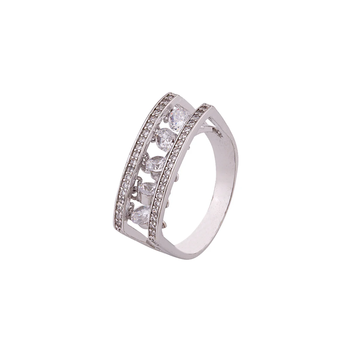 American Diamond Gems Embellished Geometric Ring - Image 3