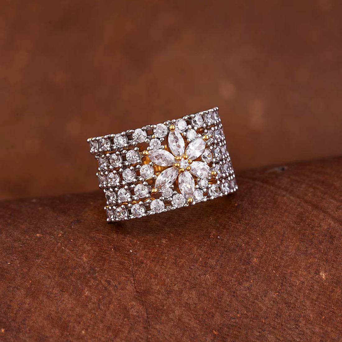 American Diamond Gems Studded Band Ring