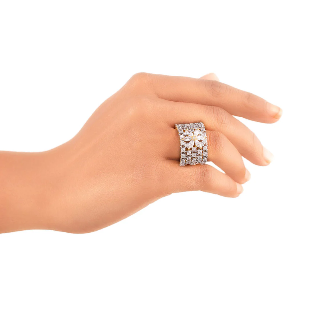 American Diamond Gems Studded Band Ring - Image 2