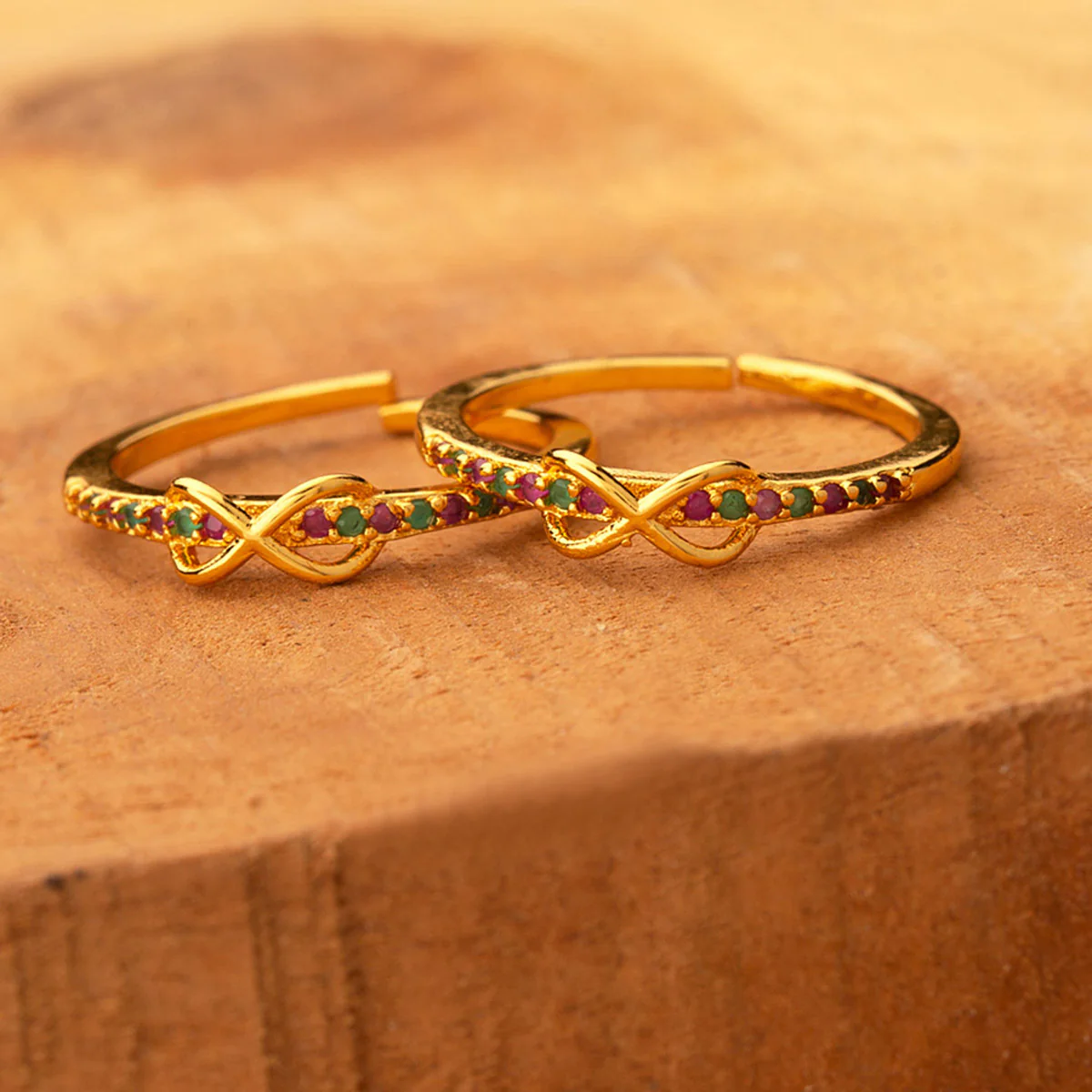 American Diamond Gold Plated Adjustable Toe Rings