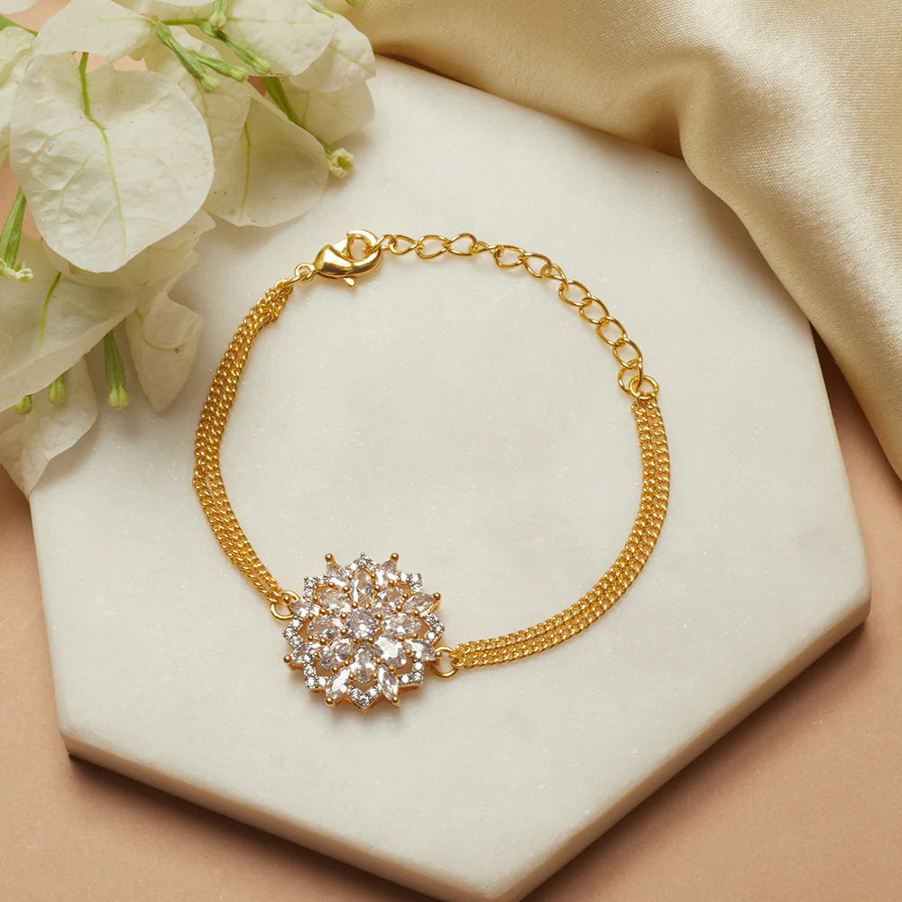 Shimmering Floret CZ Round Studded Mangalsutra Bracelet