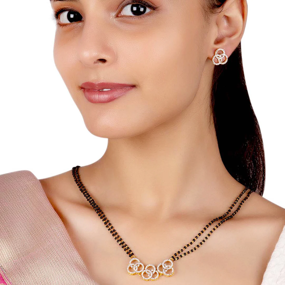 American Diamond Mangalsutra & Bracelet Round Brass Mangalsutras - Image 2