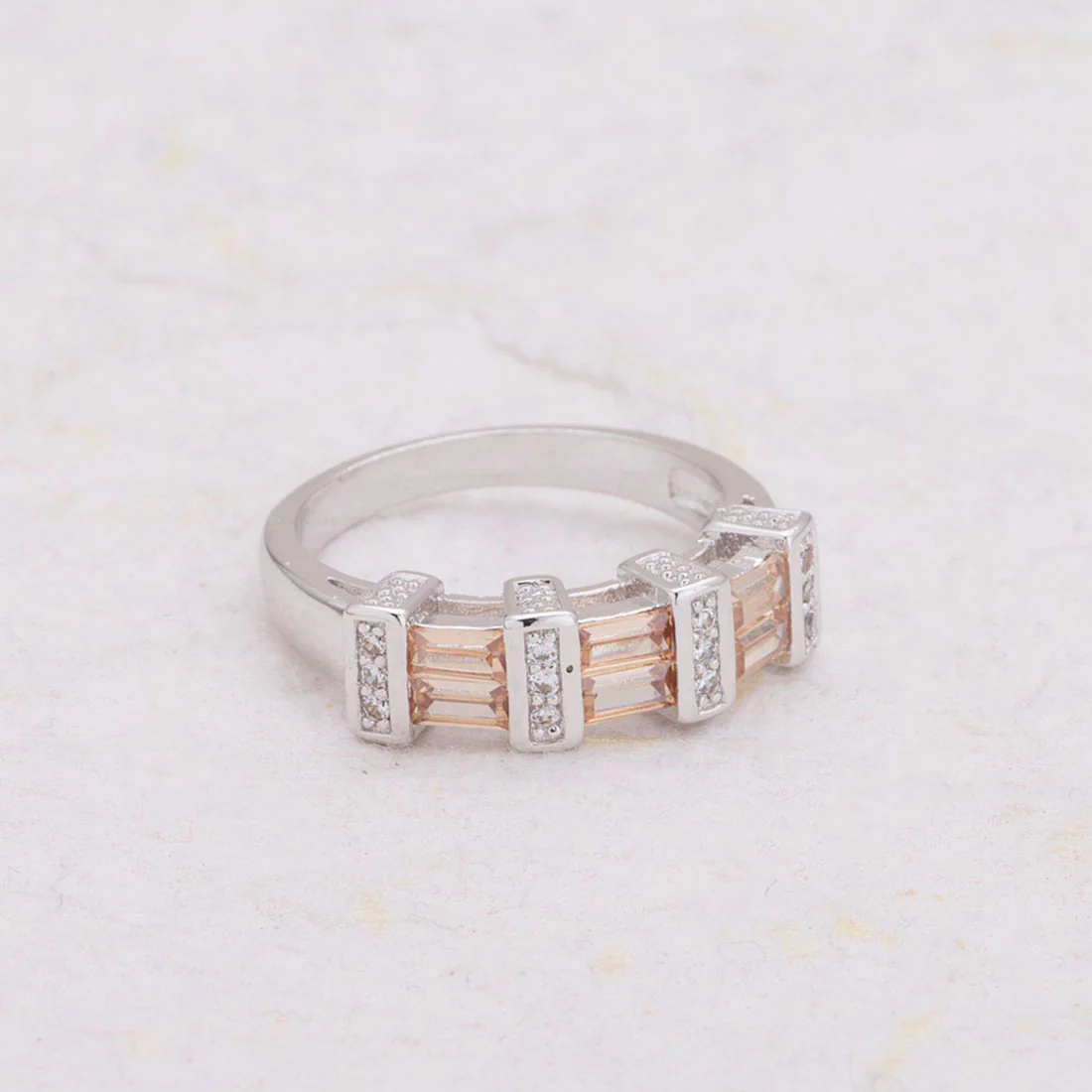 American Diamond & Polki Studded Band Ring
