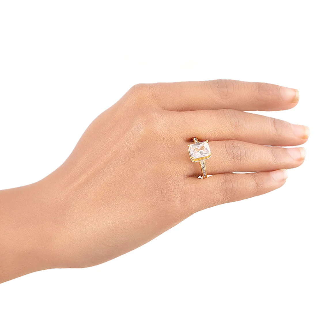 American Diamond Square Cut Gem Ring - Image 2