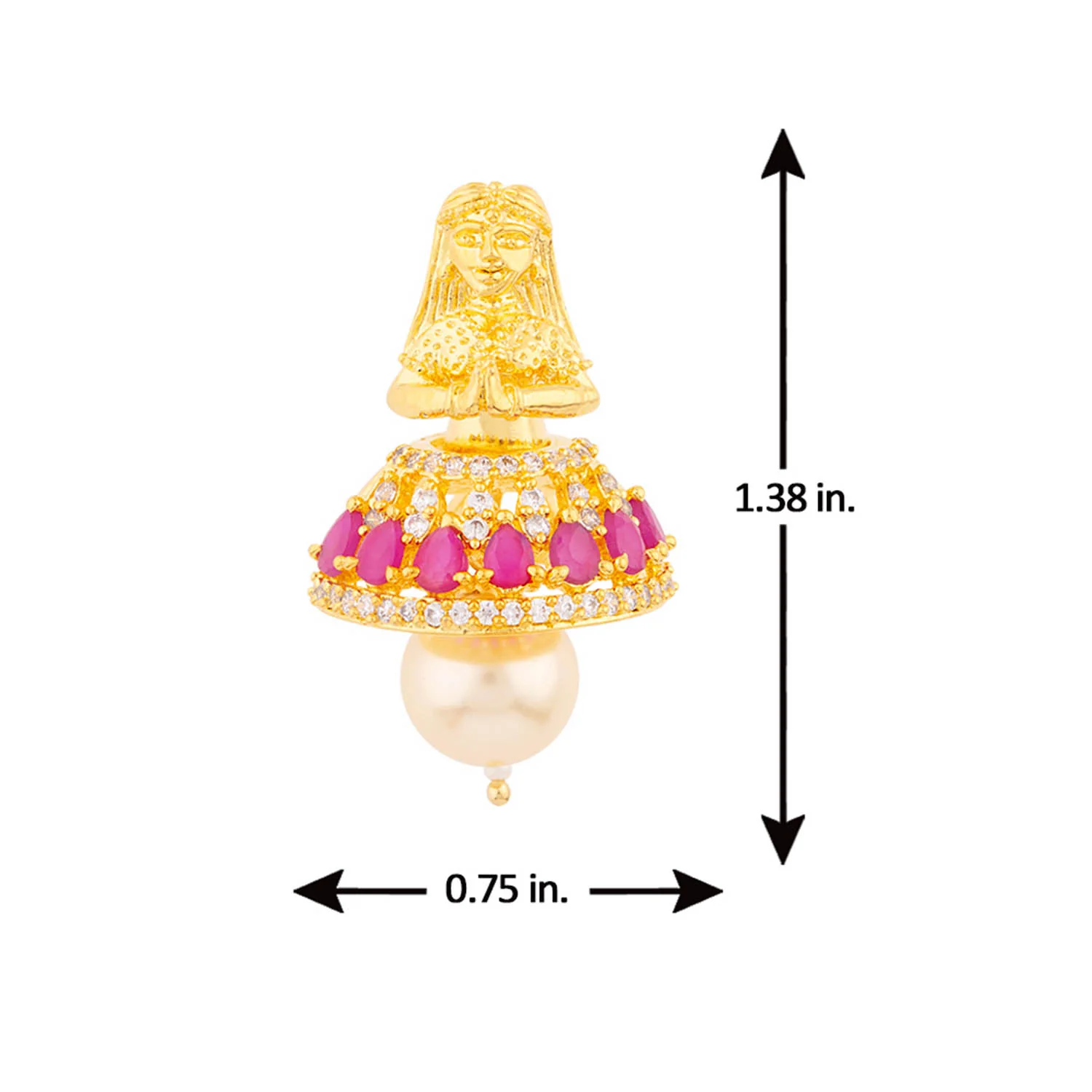American Diamond Temple Inspired Jhumka Earrings - Image 5