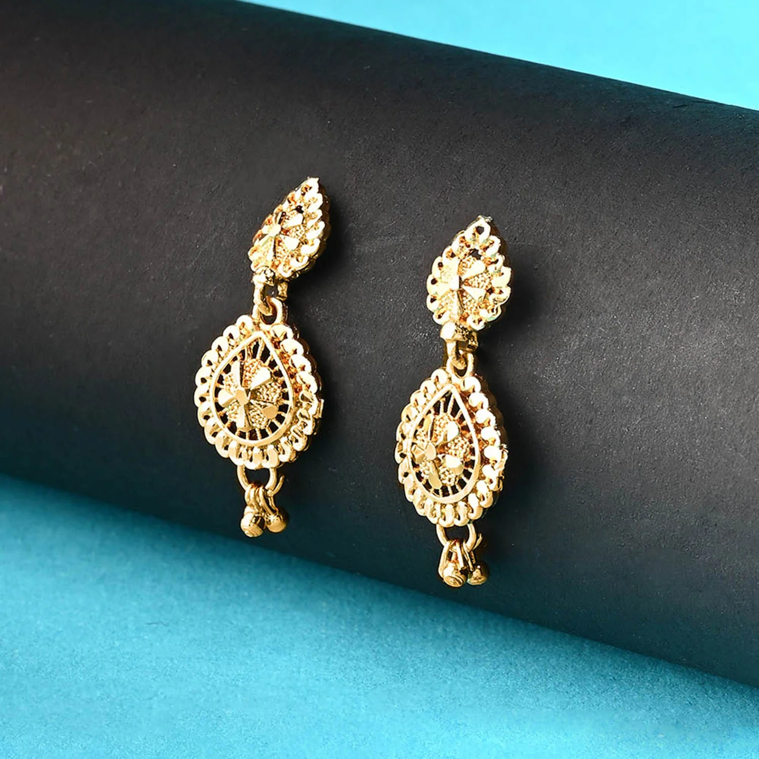 American Diamond Yellow Gold Traditional Earrings