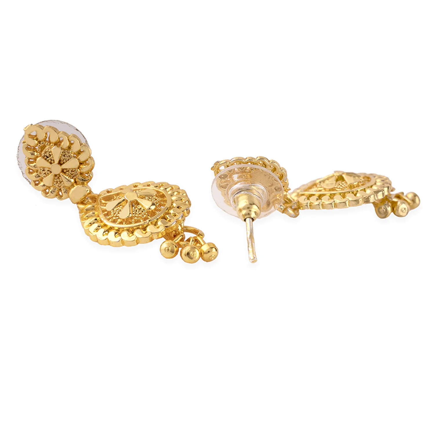American Diamond Yellow Gold Traditional Earrings - Image 3