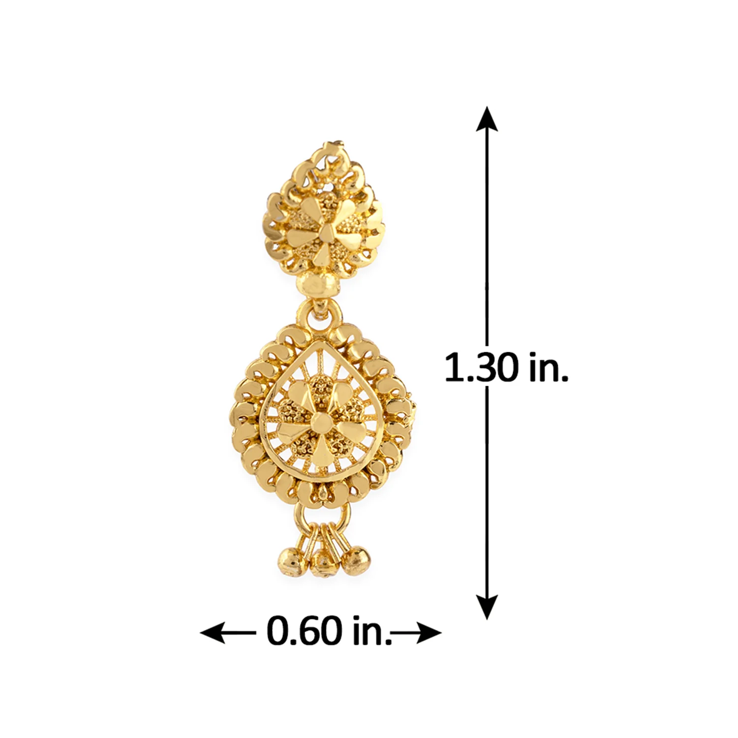 American Diamond Yellow Gold Traditional Earrings - Image 4