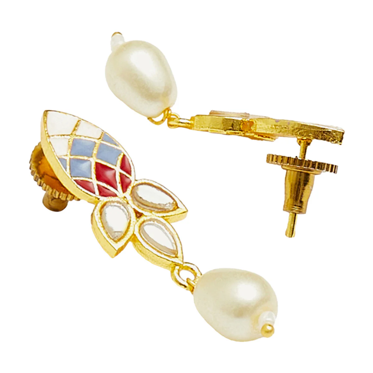 Festive Hues Gold Plated Filigree Faux Pearls Adorned Jewellery Set - Image 5
