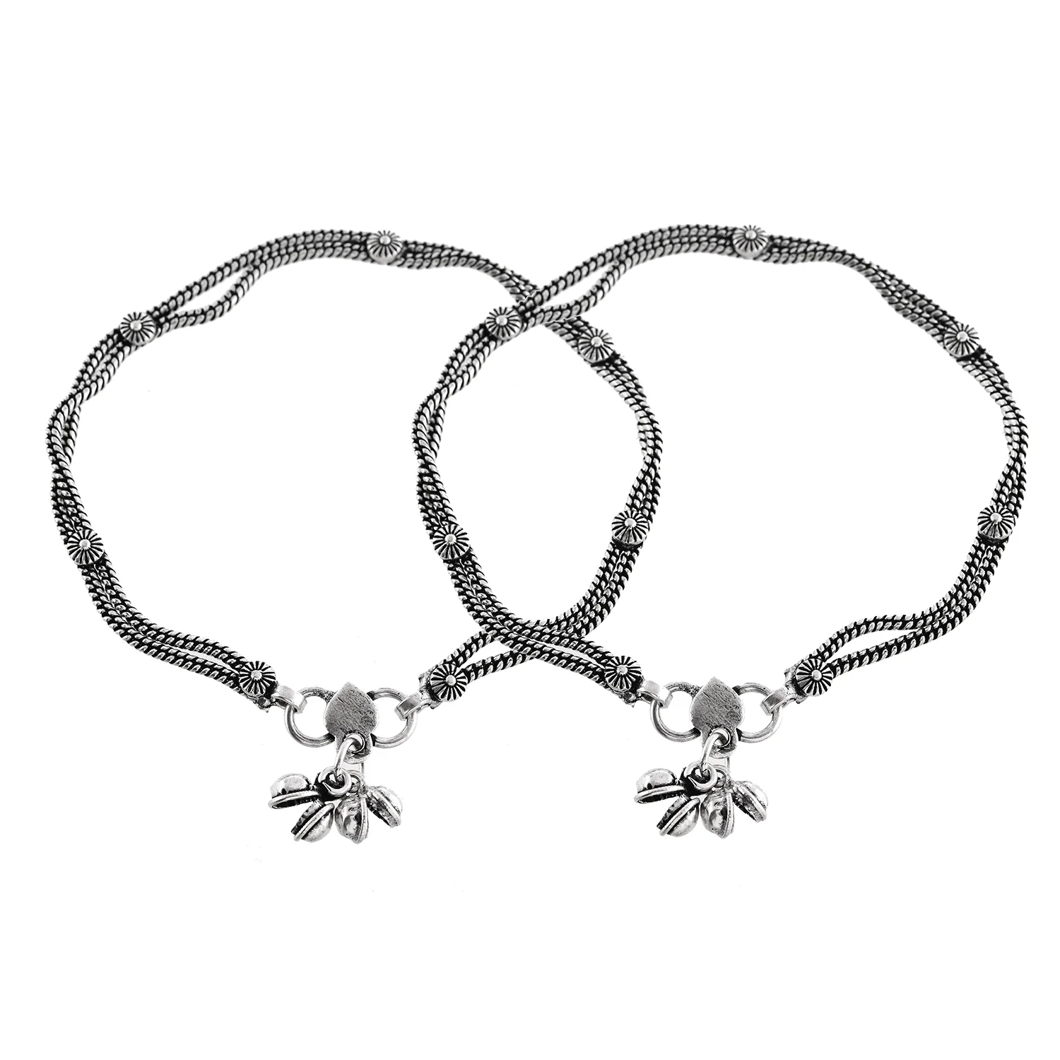 Antique Essentials Kashish Oxidised Anklet Set - Image 3
