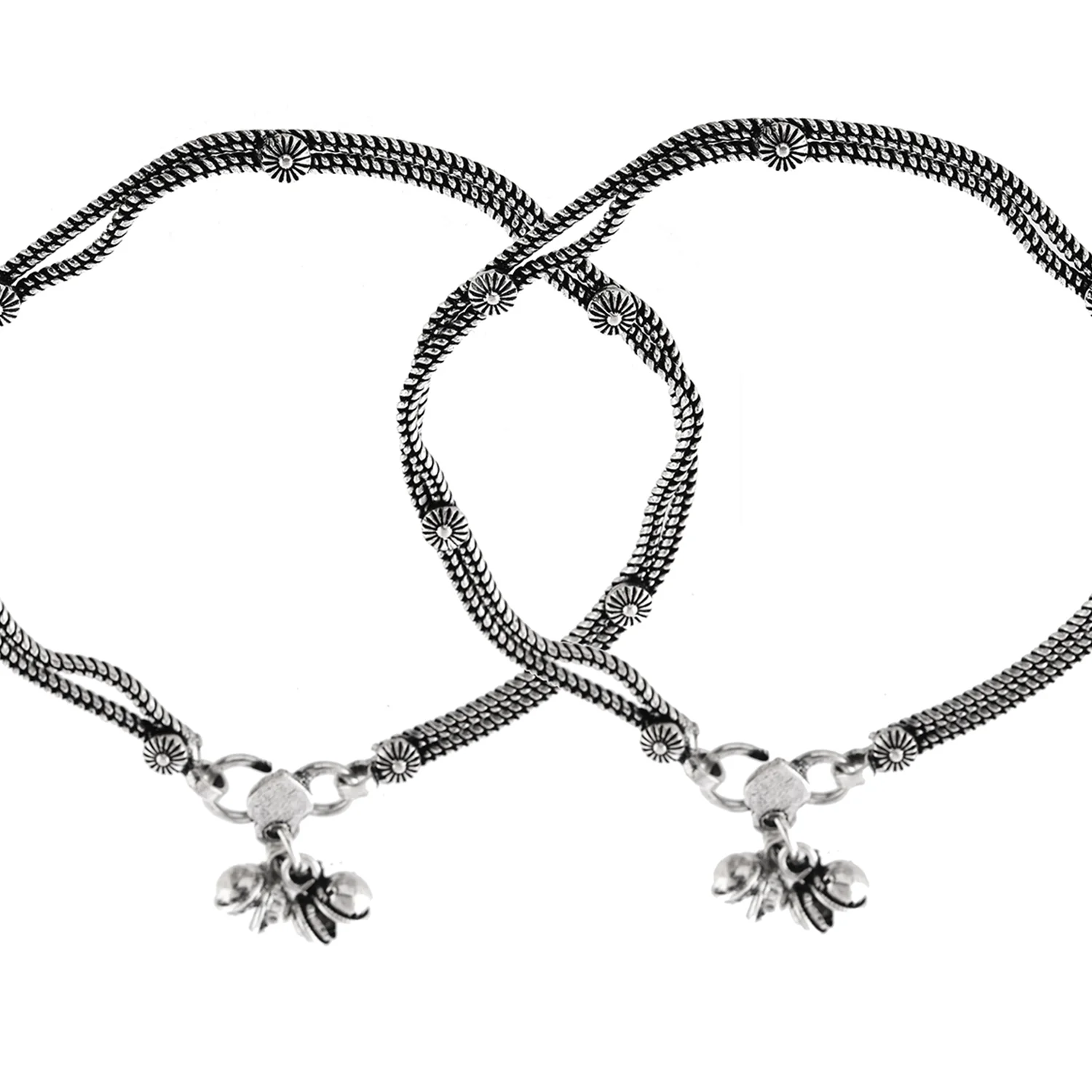 Antique Essentials Kashish Oxidised Anklet Set - Image 4