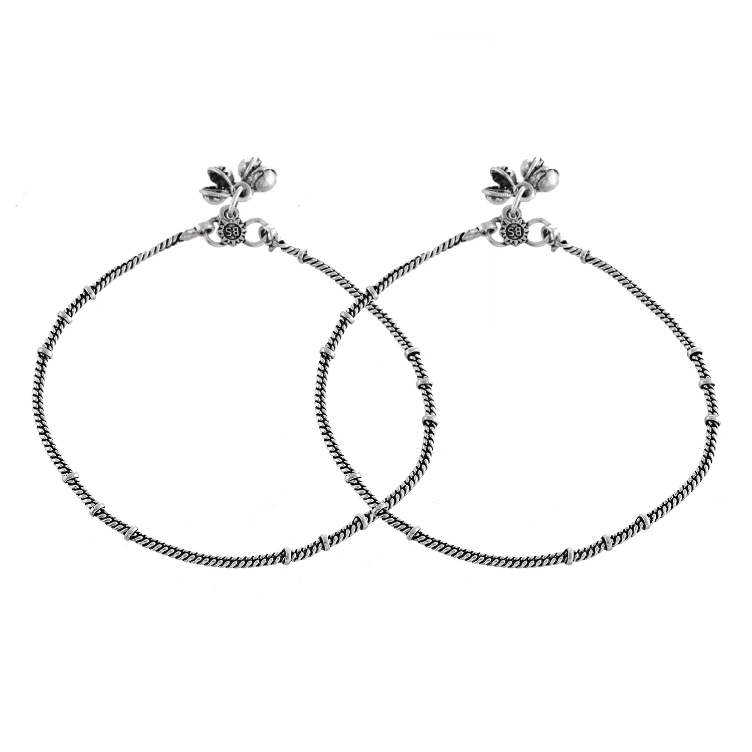 Antique Essentials Nazakat Oxidised Anklet Set - Image 5
