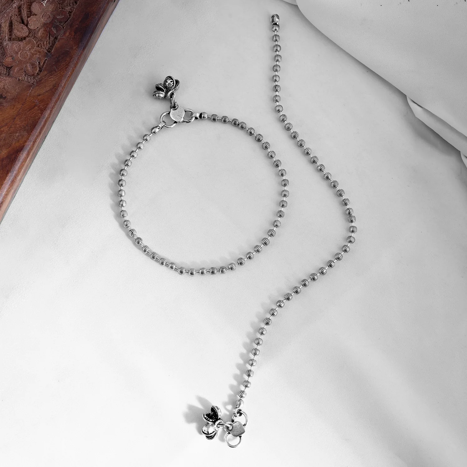 Antique Essentials Sitara Oxidised Anklet Set - Image 2