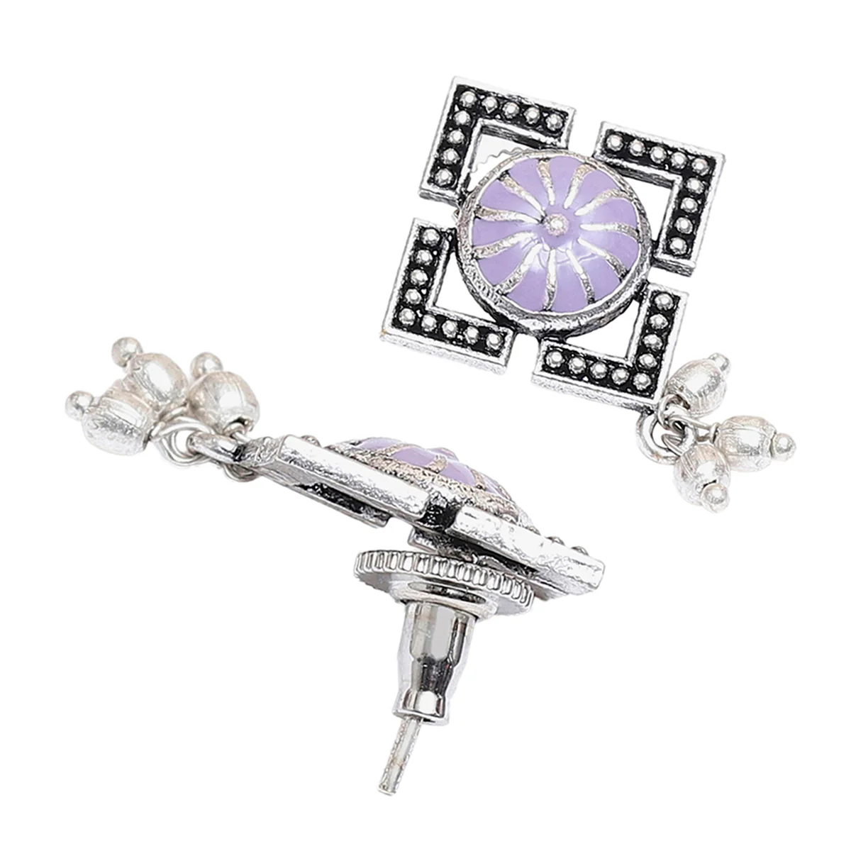 Antique Light-Purple Oxidised Necklace Choker Set - Image 5
