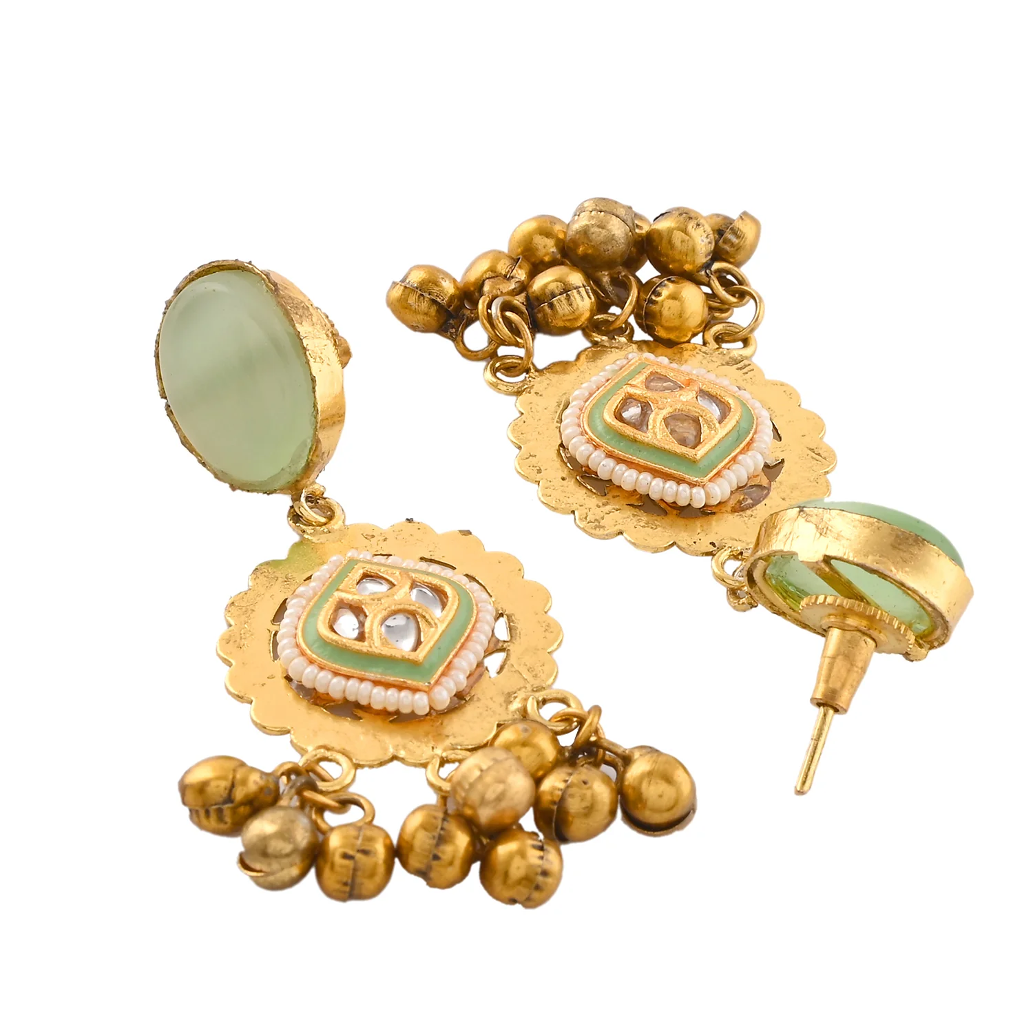 Antique Opulance Elegant Green Stone Necklace Set - Image 4