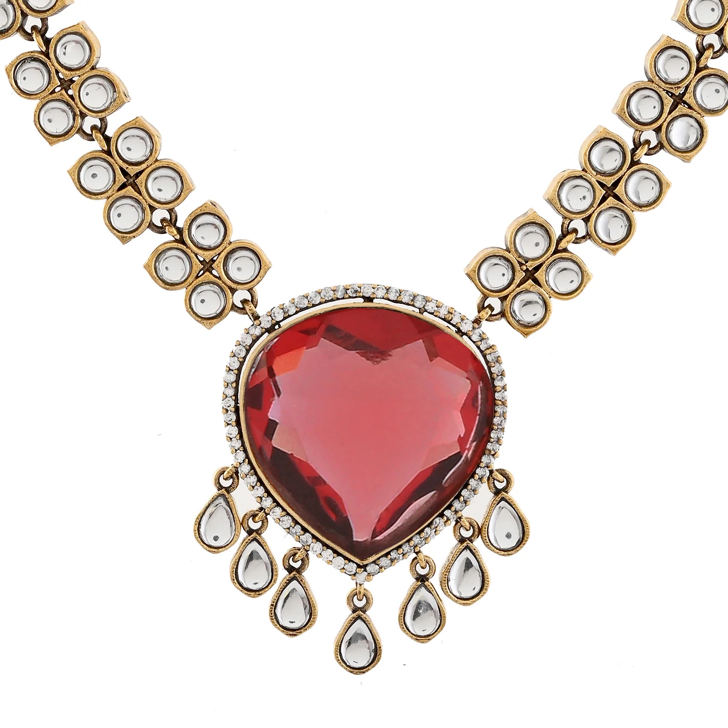 Antique Opulance Elegant Red Stone Necklace Set - Image 5