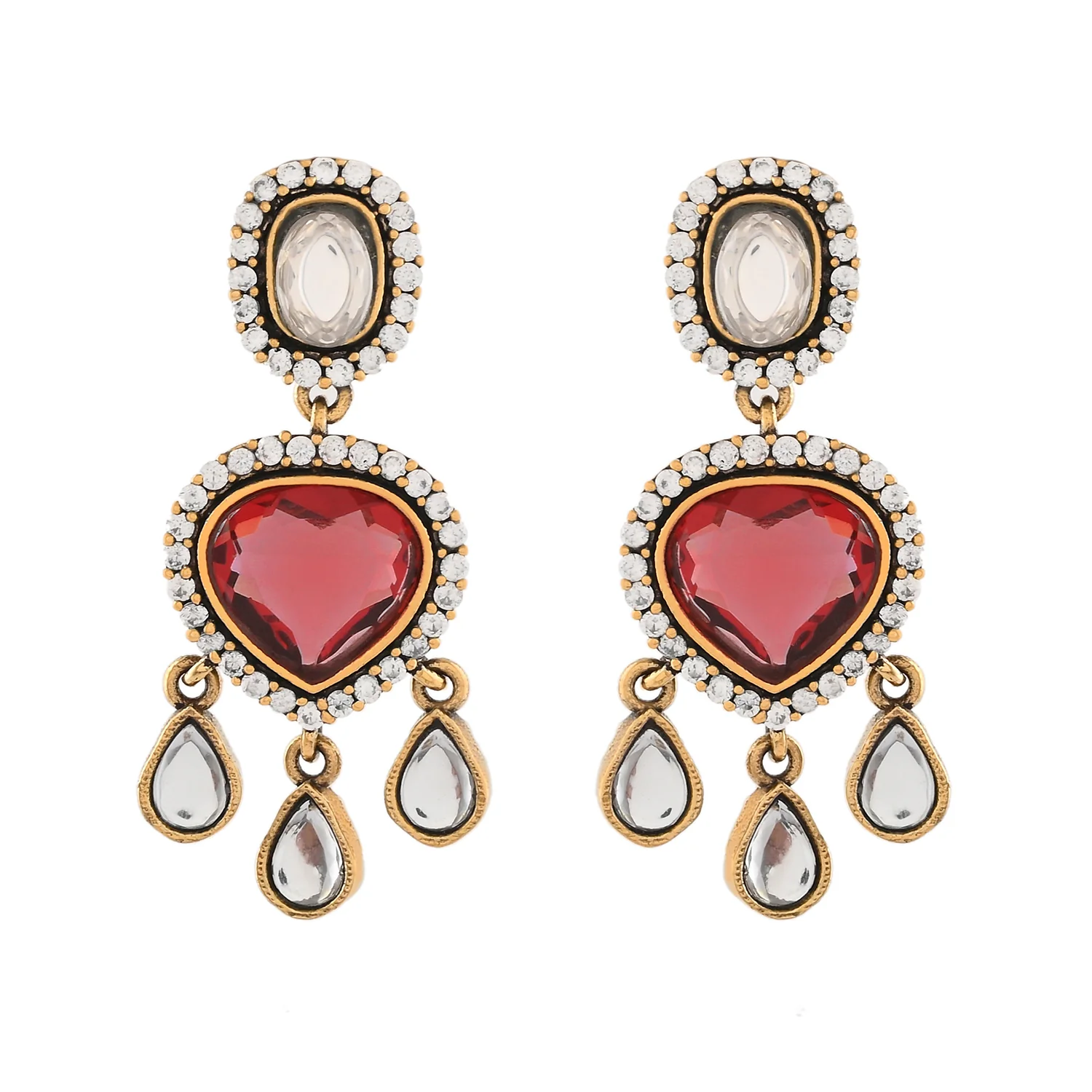 Antique Opulance Elegant Red Stone Necklace Set - Image 6