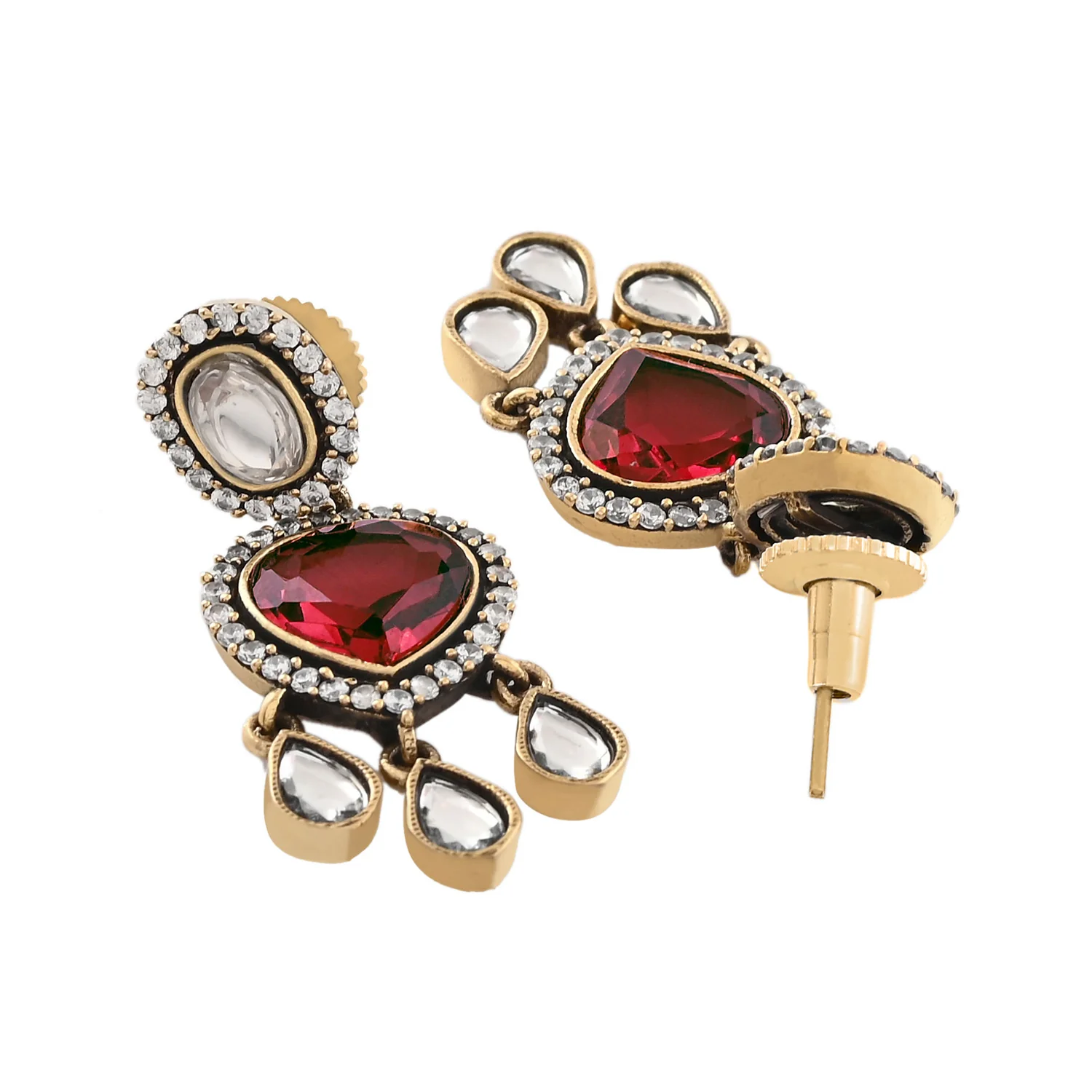 Antique Opulance Elegant Red Stone Necklace Set - Image 7