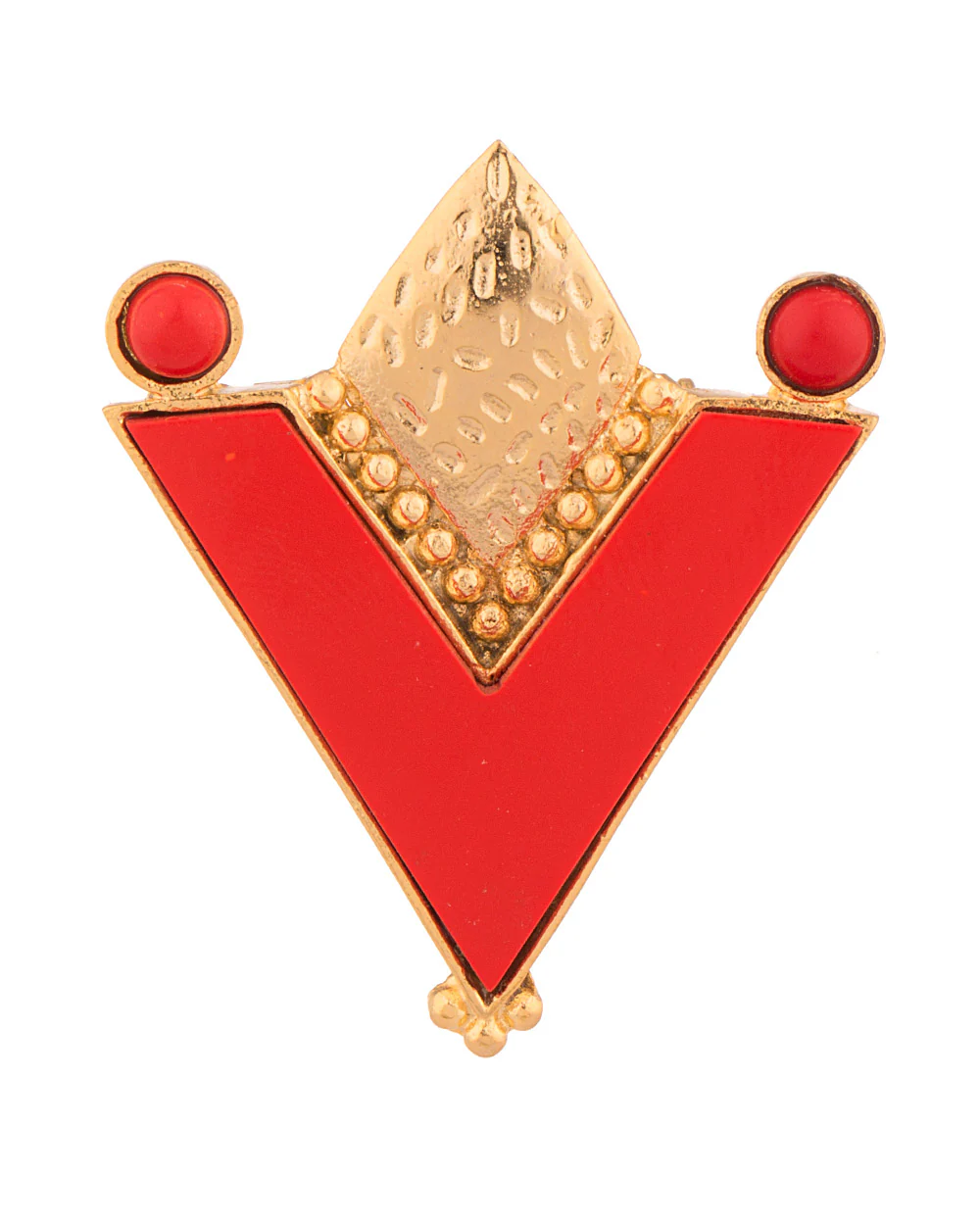 Appealing Shining Brooch With Synthetic Carnelian Gemstone
