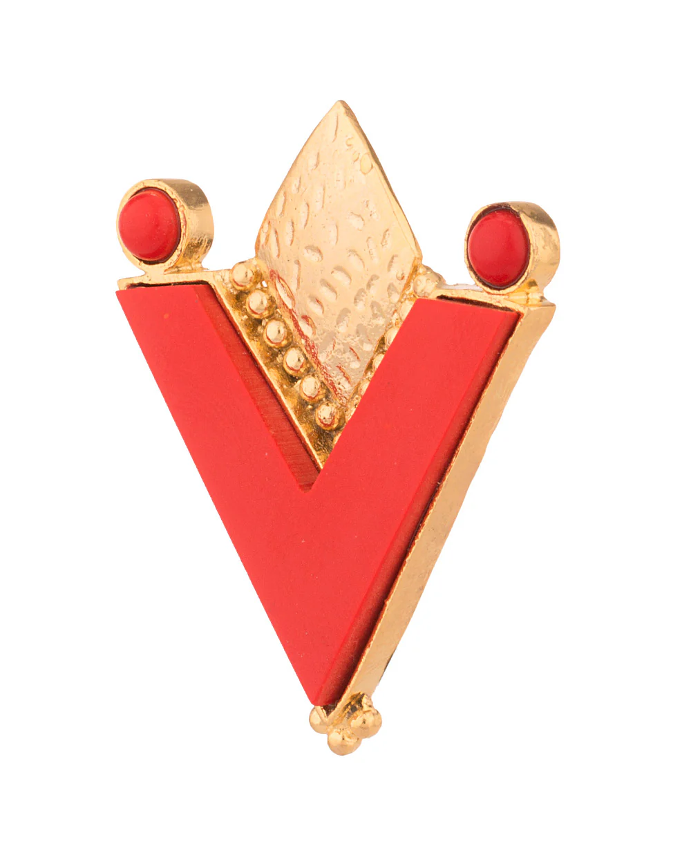 Appealing Shining Brooch With Synthetic Carnelian Gemstone - Image 2