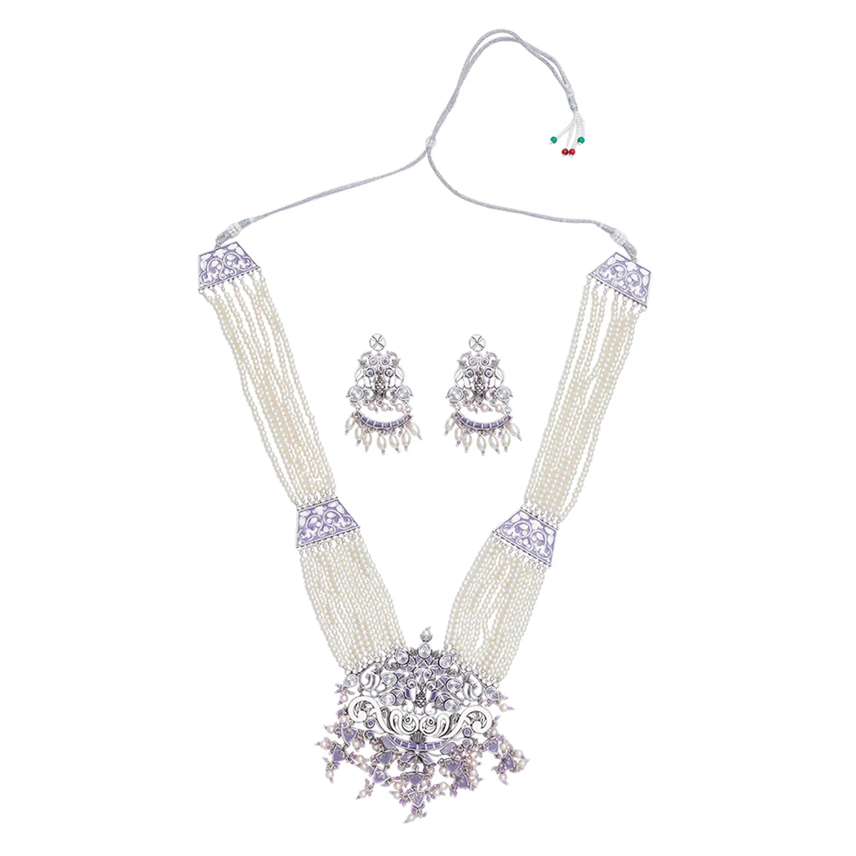 Shwet Kamal Antique Inspired Silver Plated Heavily Embellished Jewellery Set - Image 3