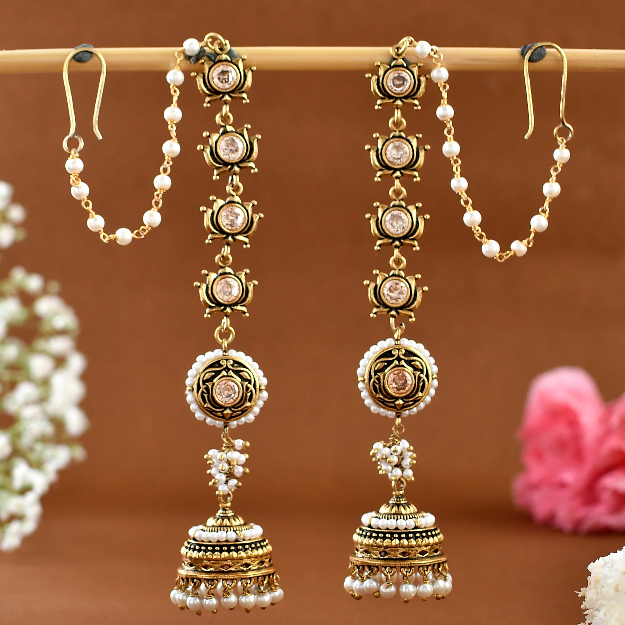Apsara Bliss Jhumka Earrings With Chain