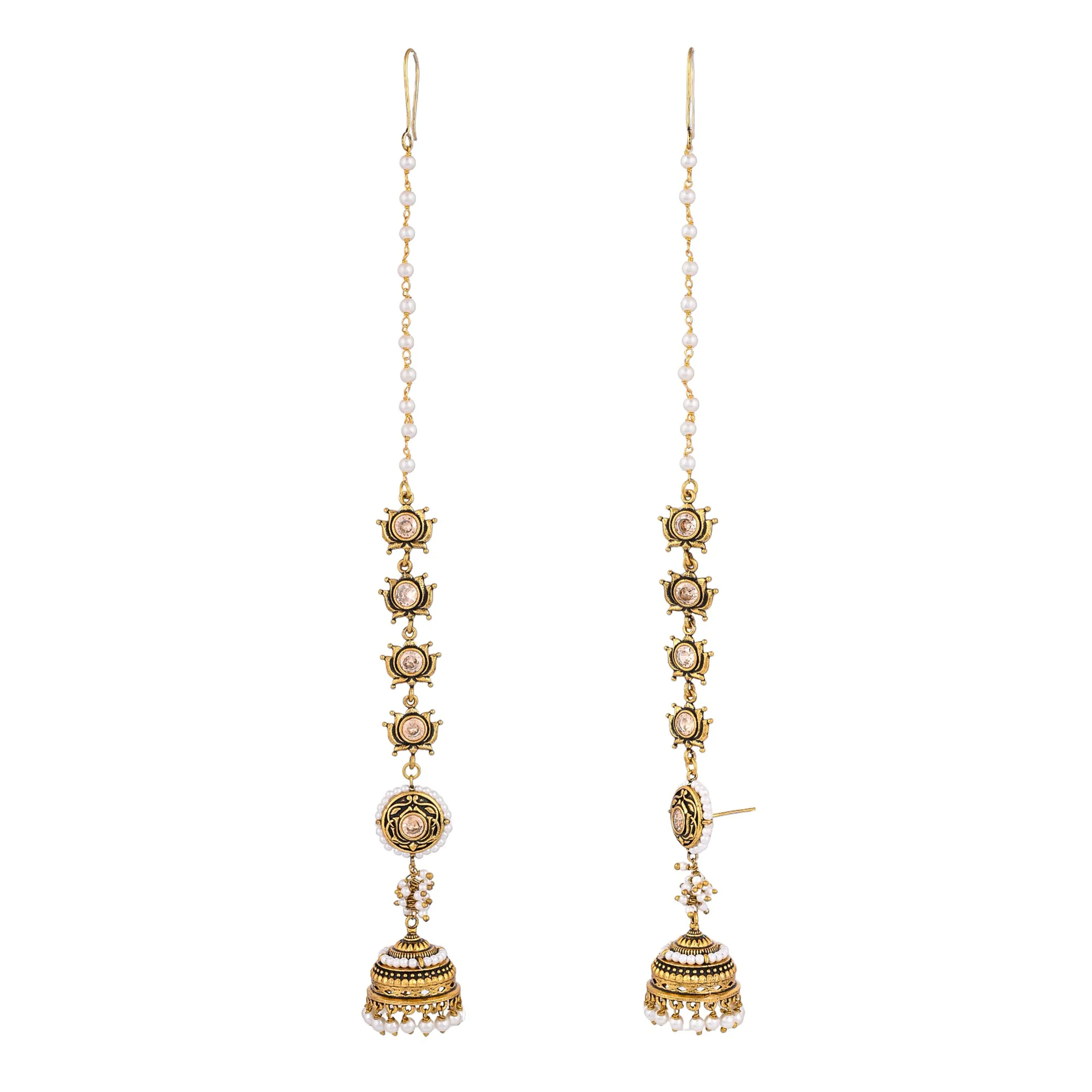 Apsara Bliss Jhumka Earrings With Chain - Image 4