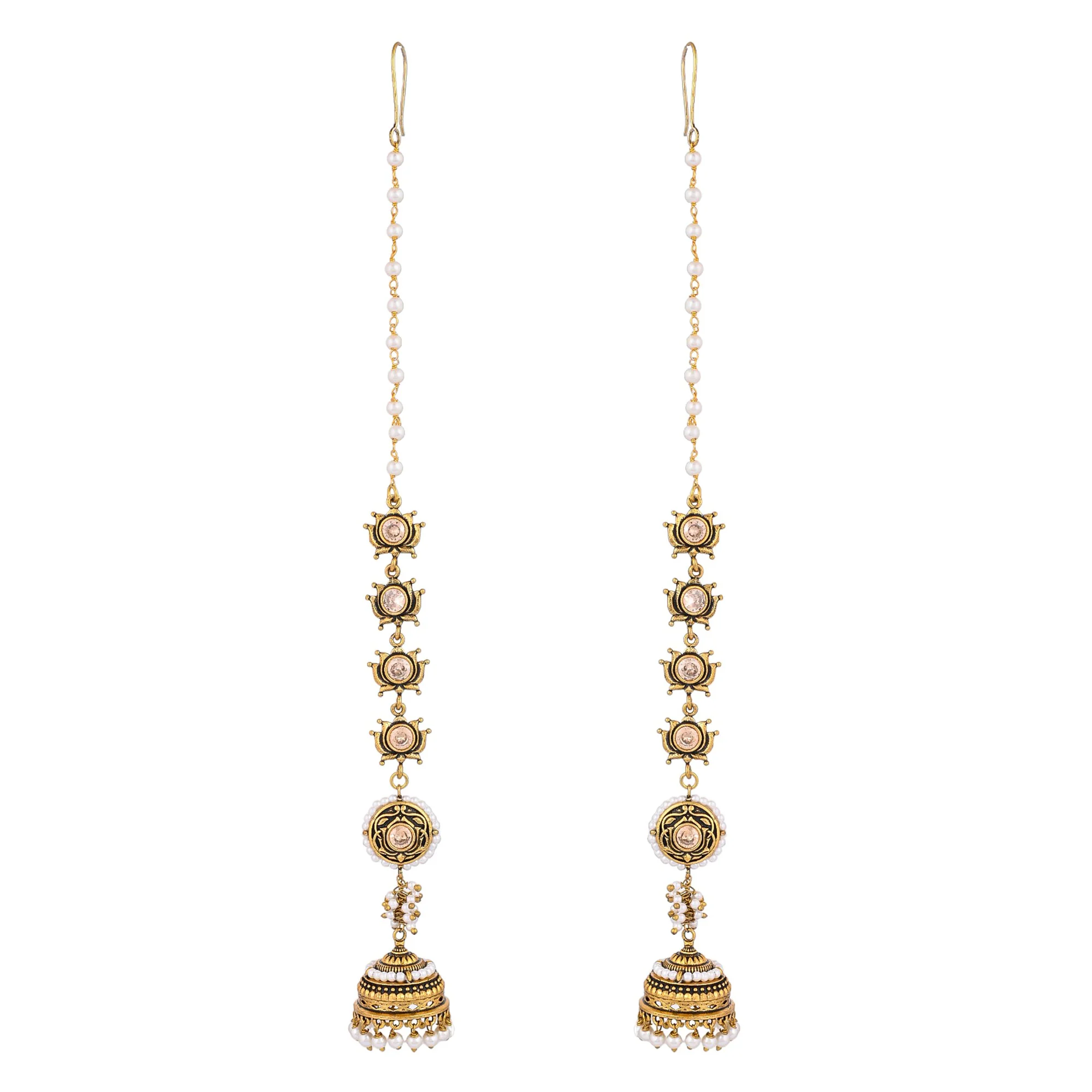Apsara Bliss Jhumka Earrings With Chain - Image 5