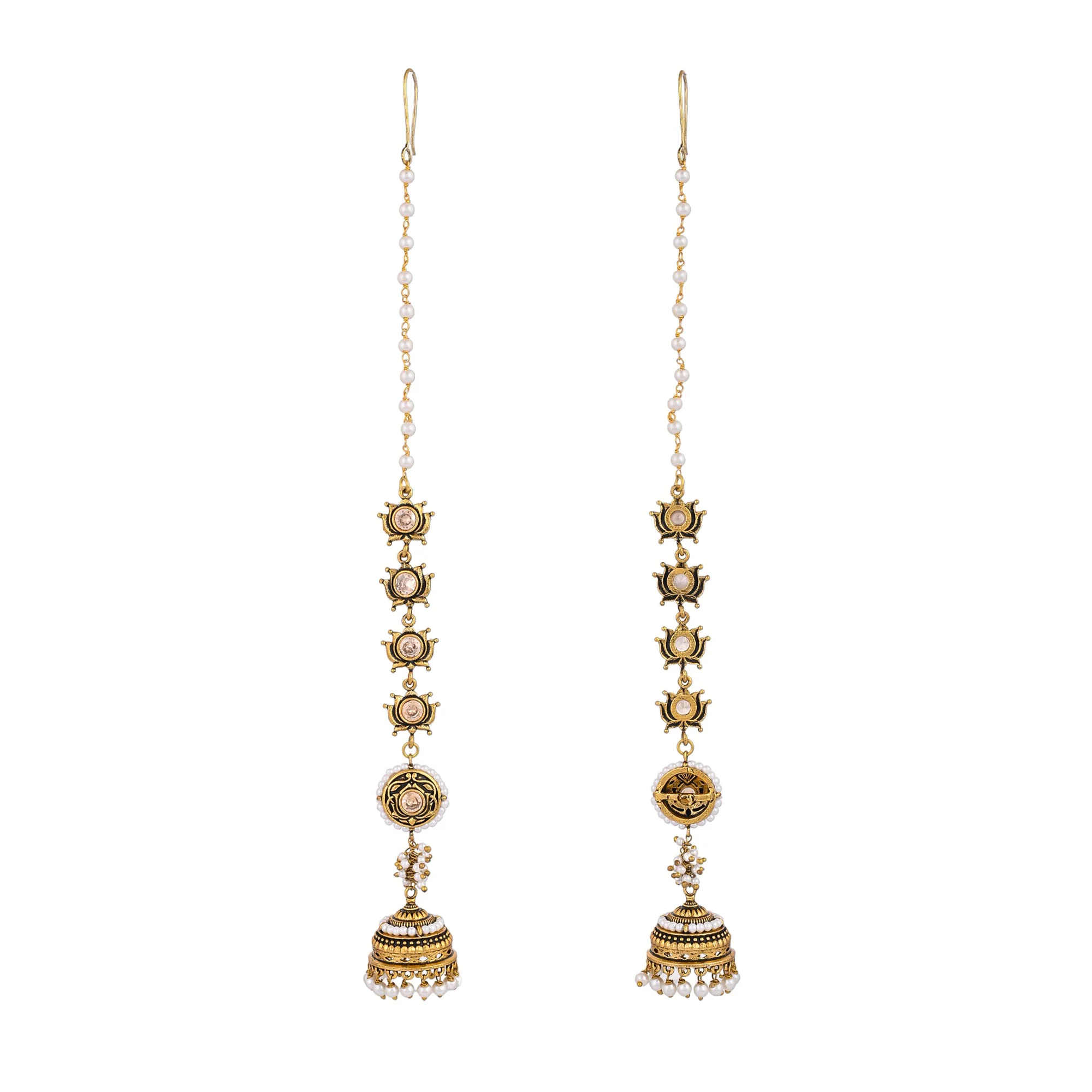Apsara Bliss Jhumka Earrings With Chain - Image 6