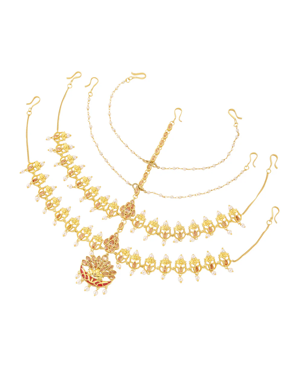 Apsara Bridal Crescent Moon Enameled Matha Patti - Image 5