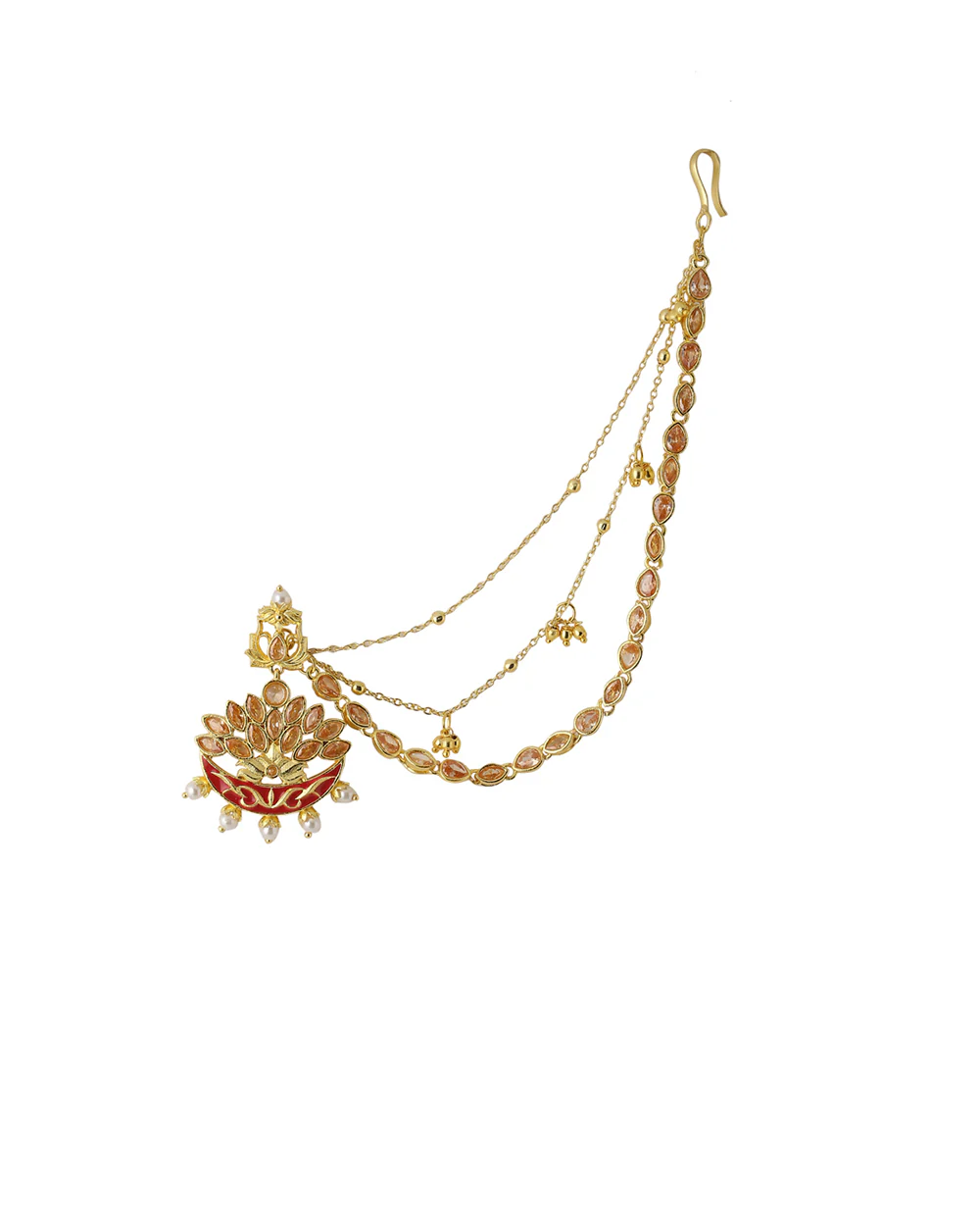 Apsara Bridal Crescent Moon Enameled Necklace Set - Image 4