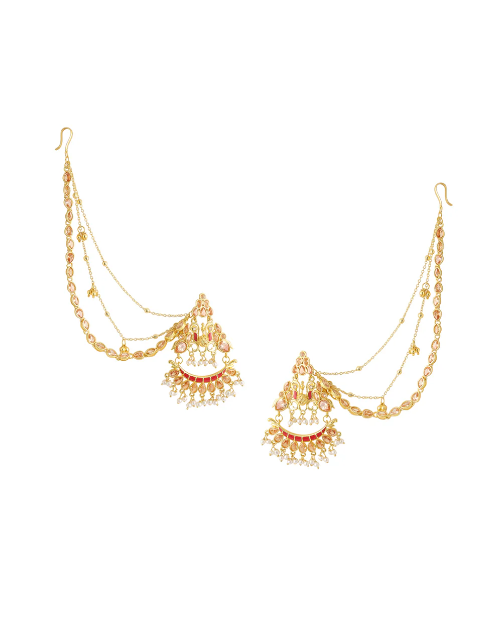 Apsara Heavily Embellished Gold Plated Brass Sahara Earrings - Image 3