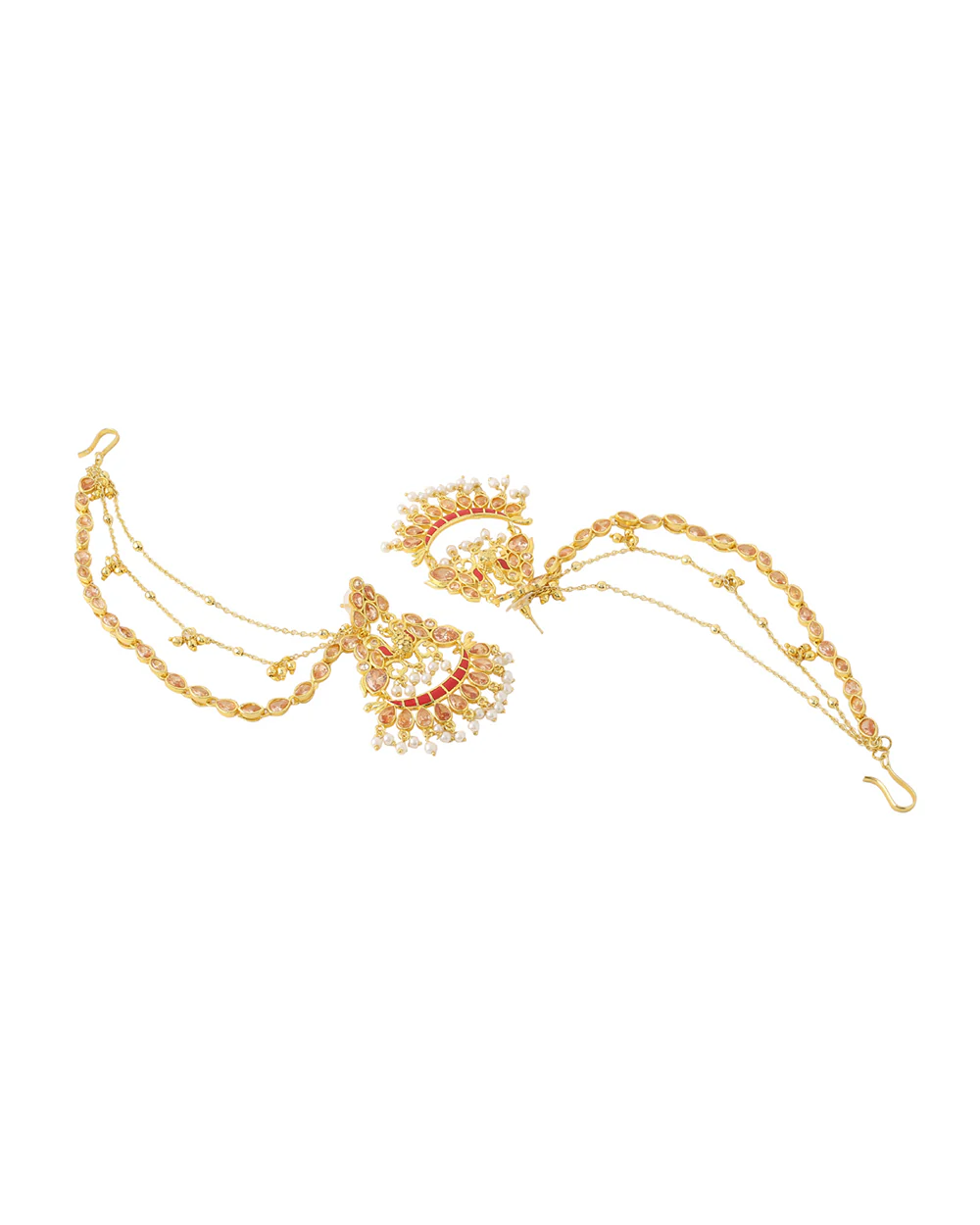 Apsara Heavily Embellished Gold Plated Brass Sahara Earrings - Image 4