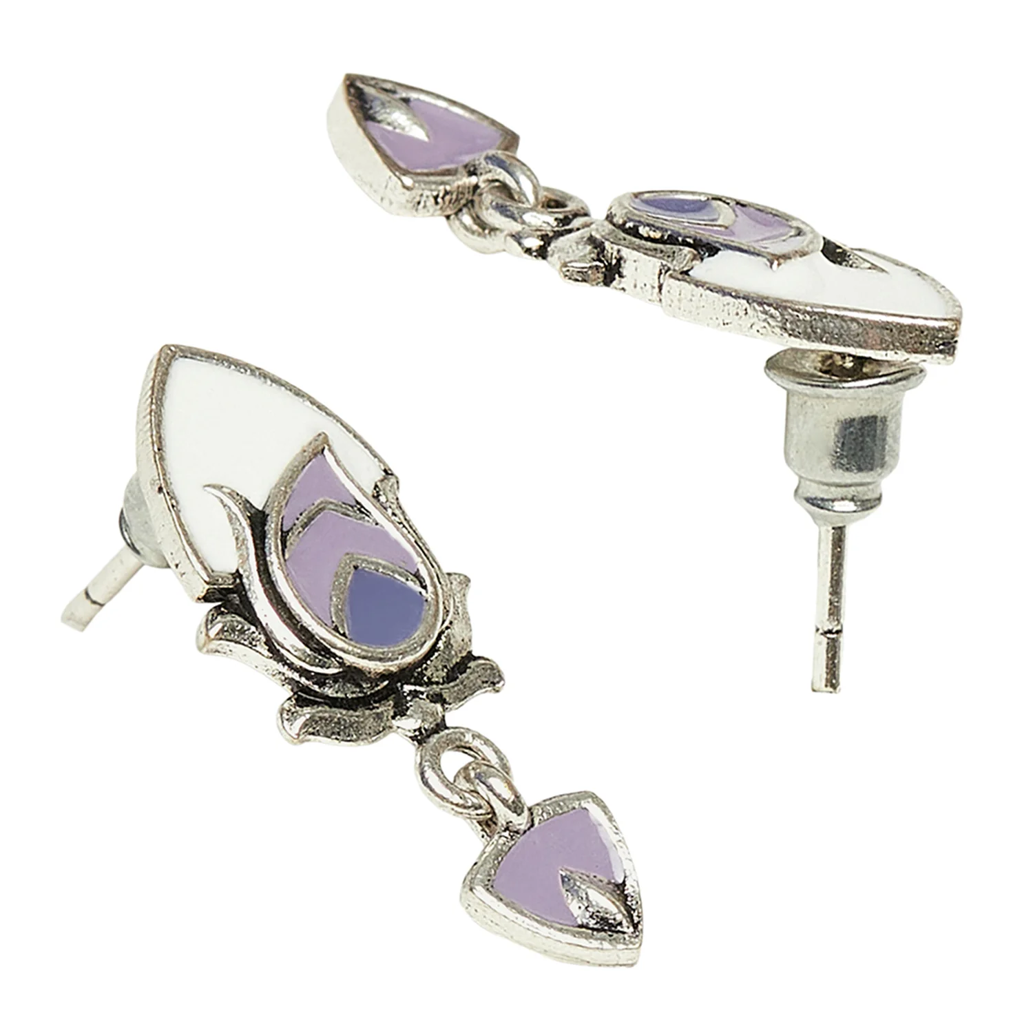 Shwet Kamal Casual Enamelled Silver Plated Tiny Drop Earrings - Image 4