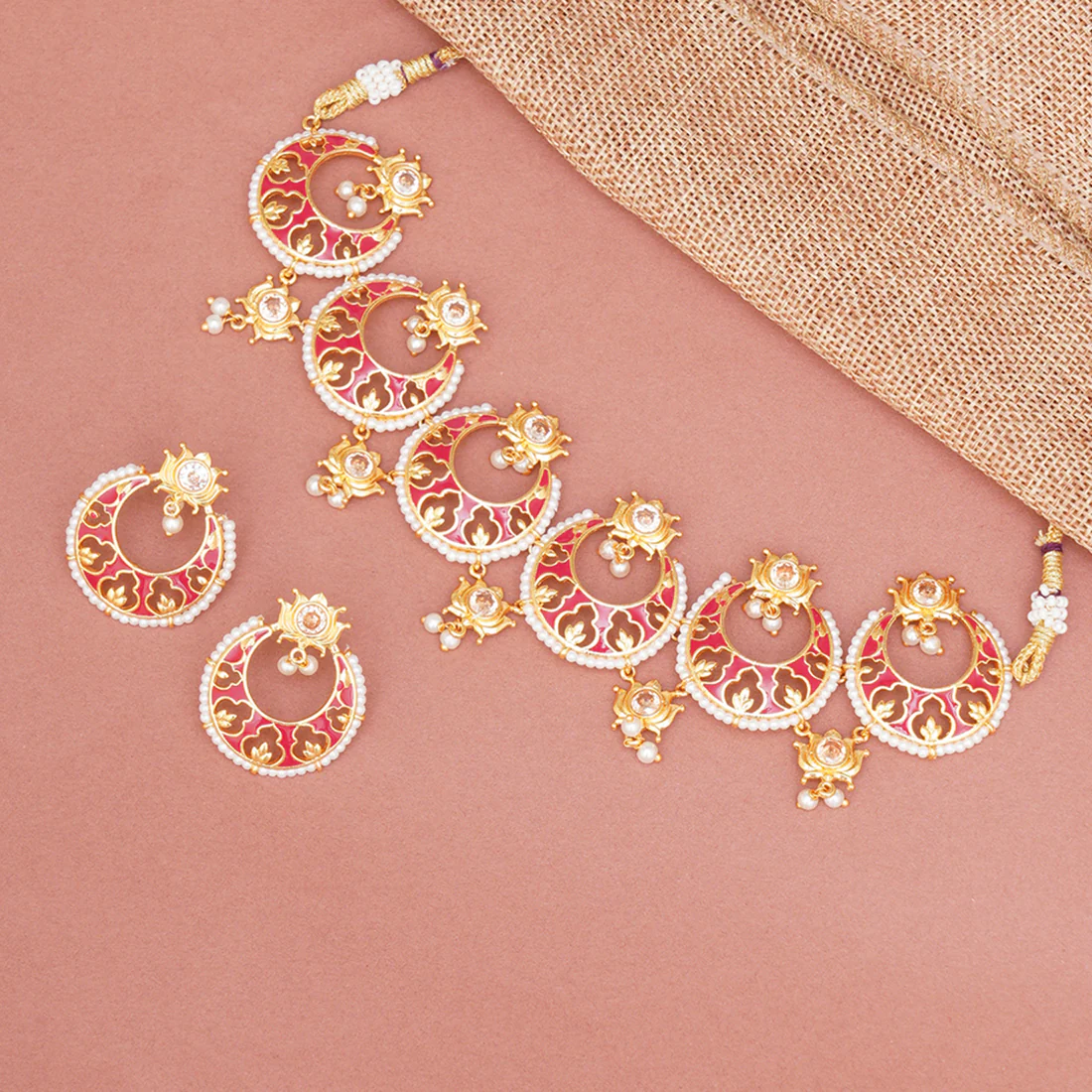 Apsara Cresent Moon Choker Necklace Set