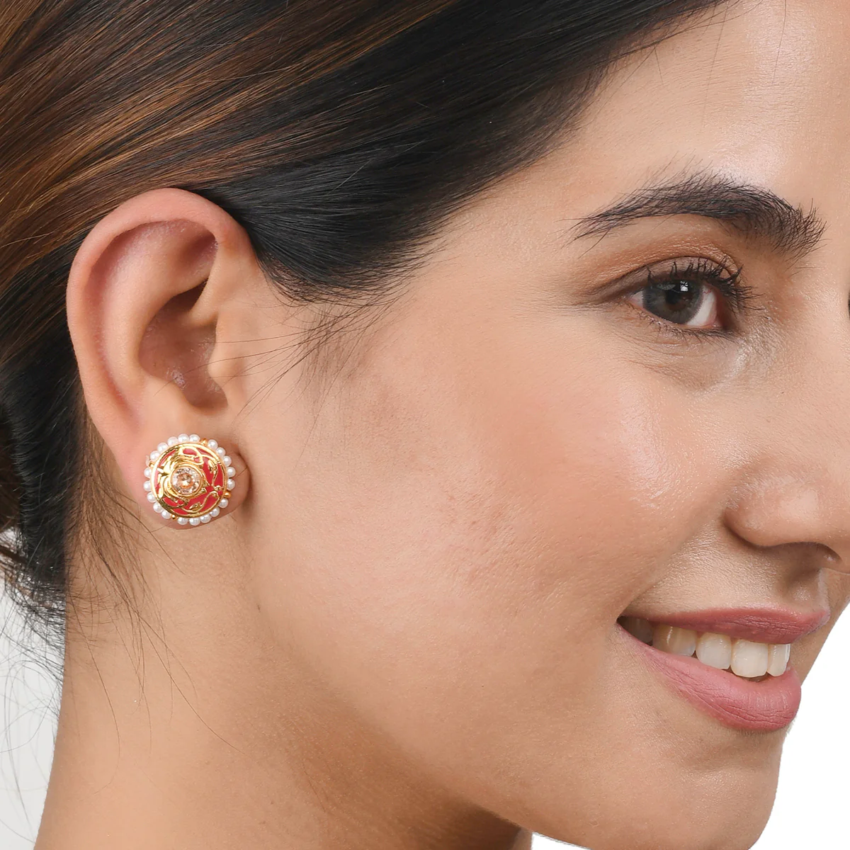 Apsara Ethnic Enamelled Stud Earrings - Image 2