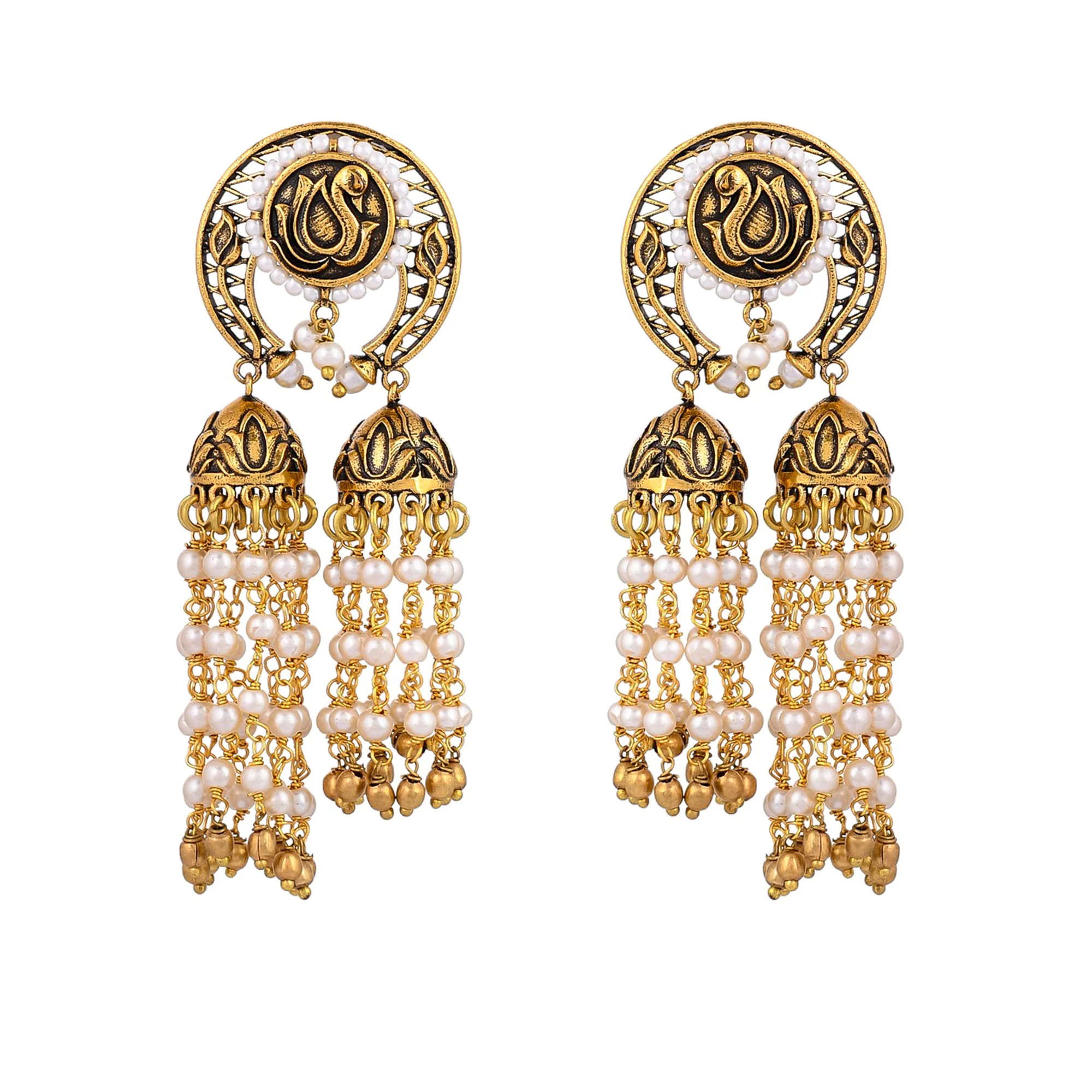 Apsara Gold-Plated And Beaded Dangler Earring - Image 4