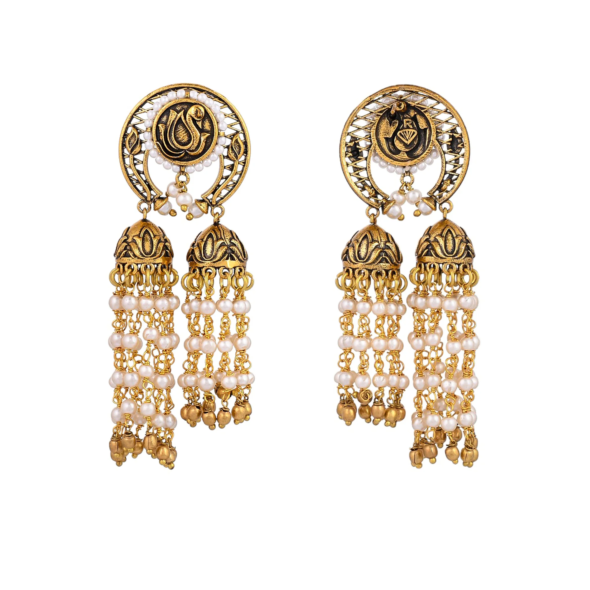 Apsara Gold-Plated And Beaded Dangler Earring - Image 5