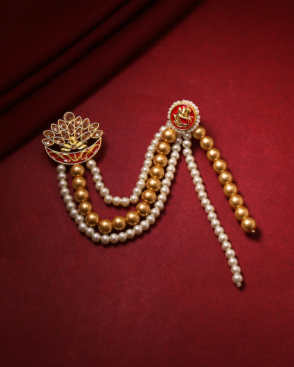 Apsara Groom Pearl Enameled Brooch